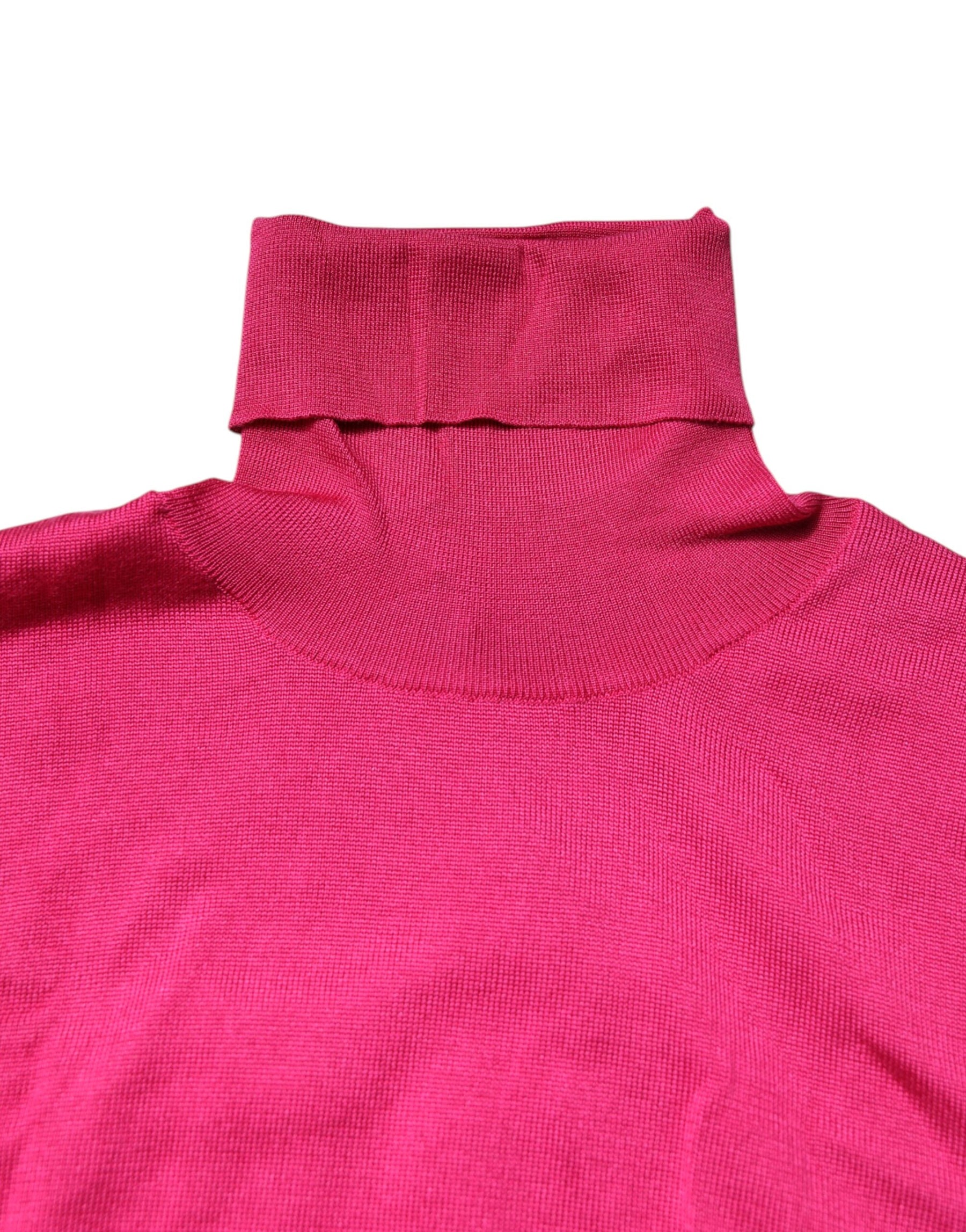 Dolce & Gabbana Pink Silk Knitted Turtleneck Cropped Top | Regal Royce