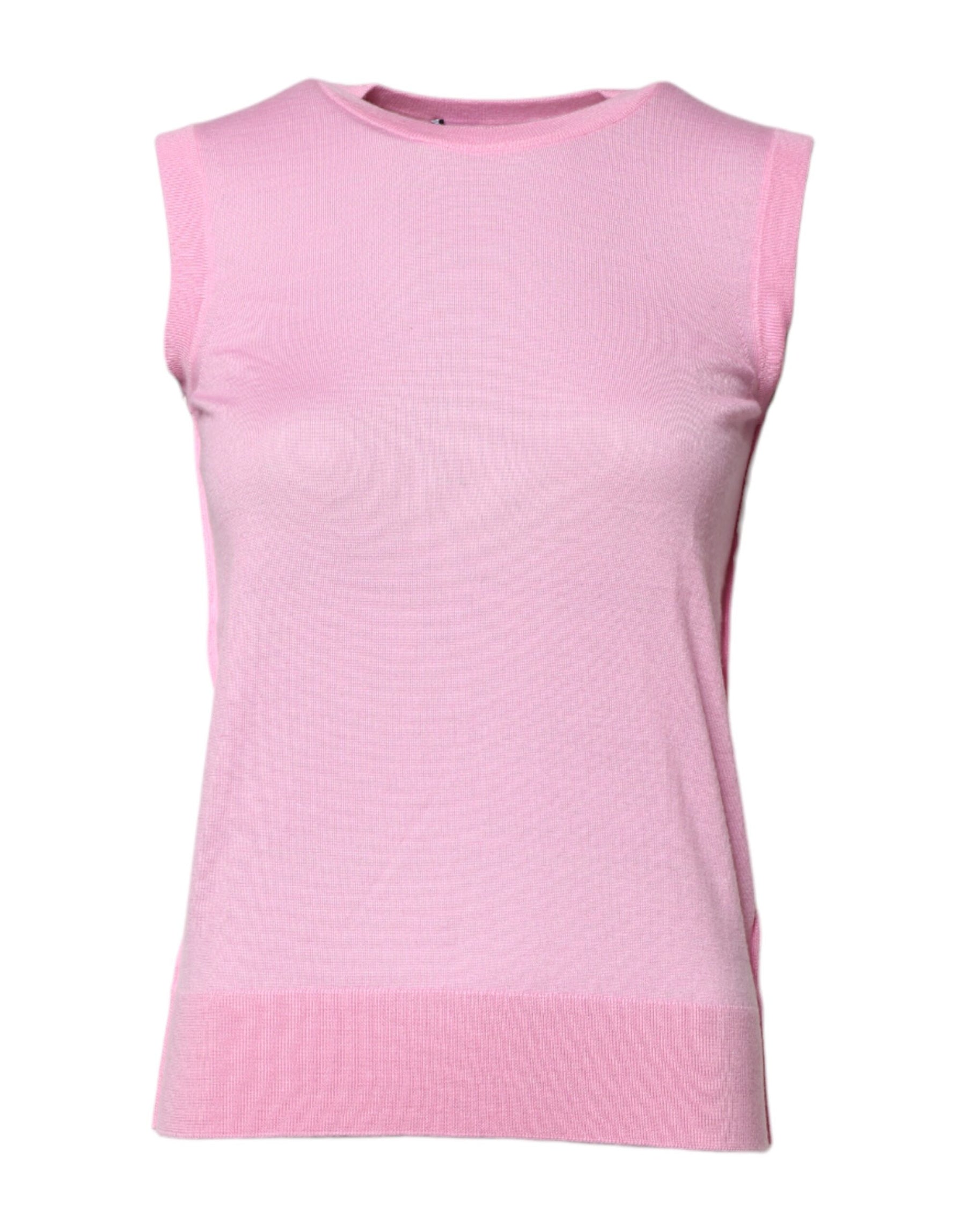 Dolce & Gabbana Pink Cashmere Round Neck Sleeveless Tank Top | Regal Royce