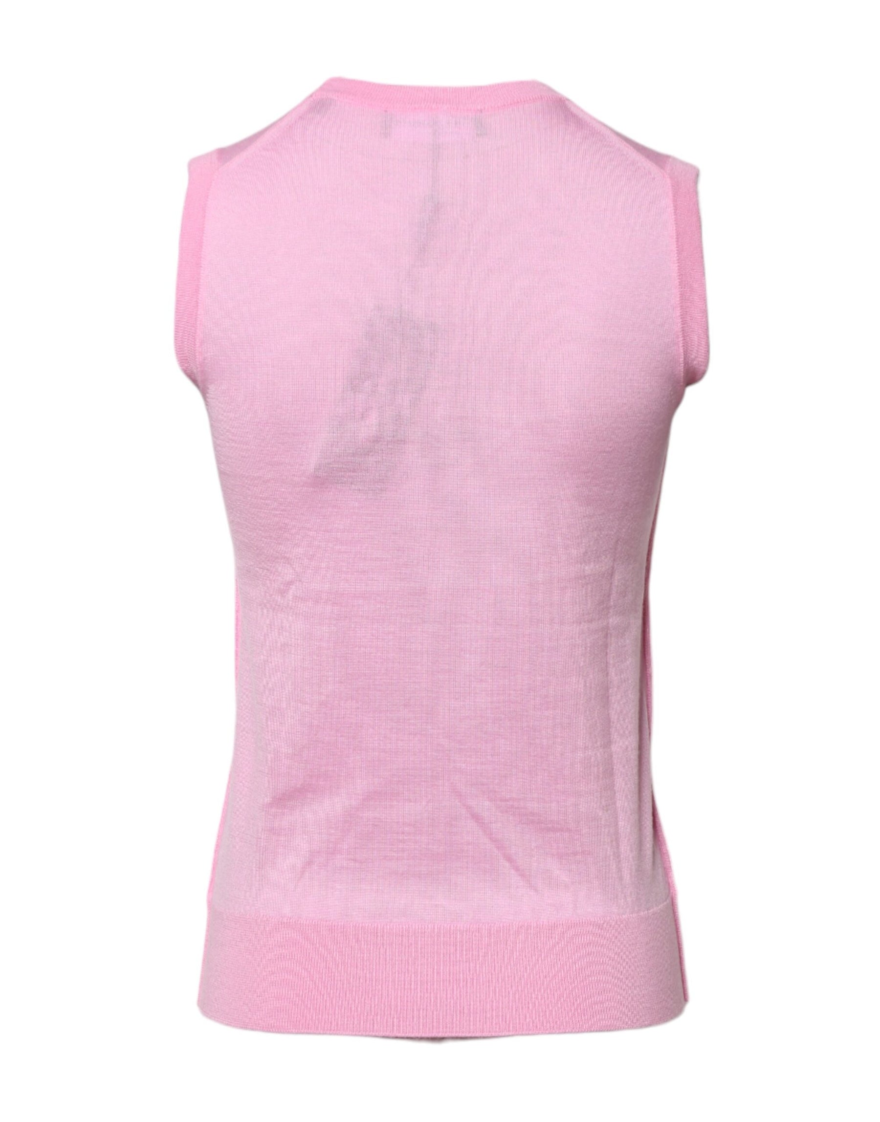 Dolce & Gabbana Pink Cashmere Round Neck Sleeveless Tank Top | Regal Royce