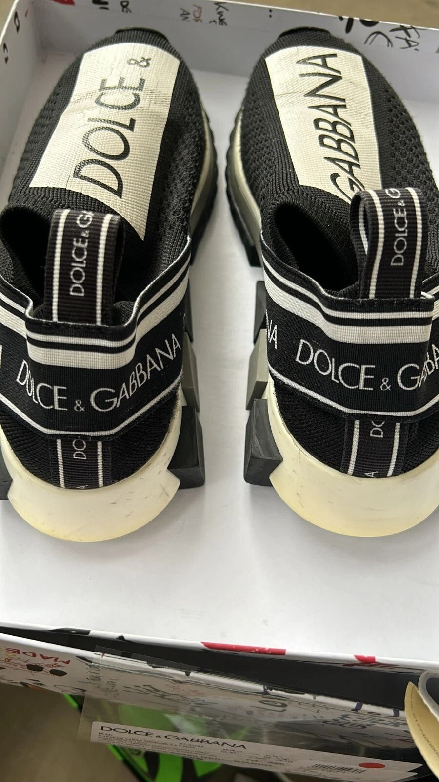 Dolce & Gabbana Black White Slip On Sorrento Sneakers Shoes | Regal Royce