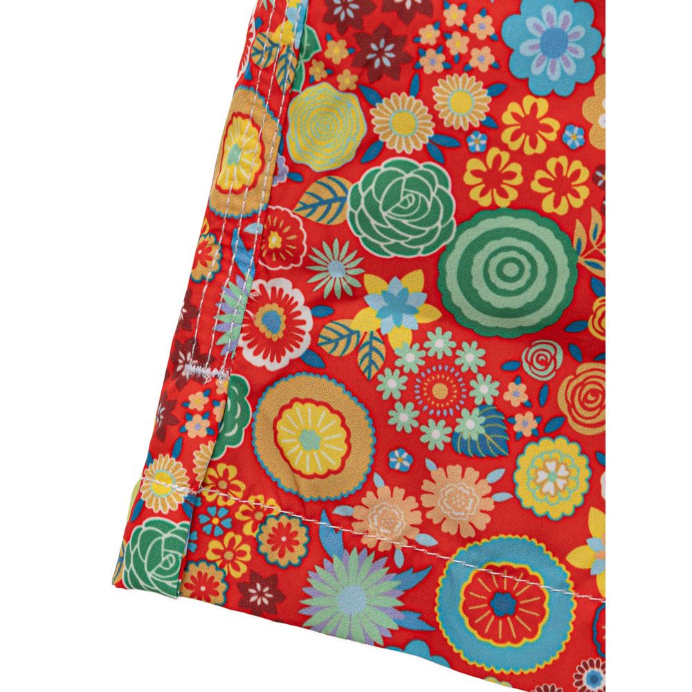 Isaia Red Polyester Swim Shorts | Regal Royce