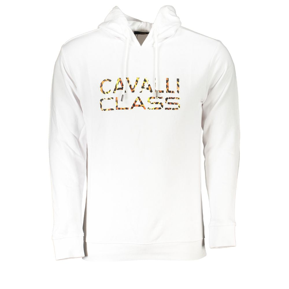 Cavalli Class Bianco Cotton Men Sweatshirt | Regal Royce