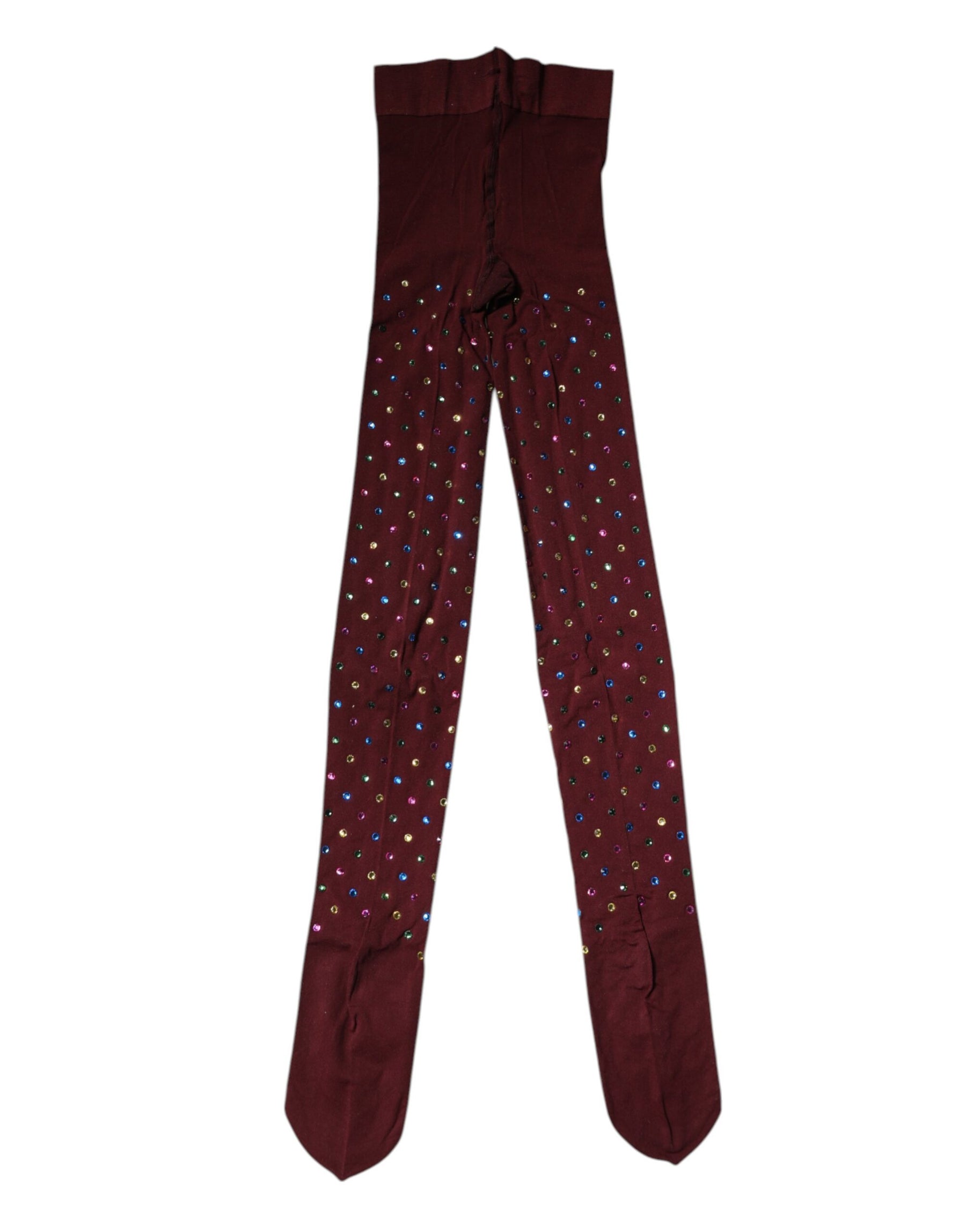 Dolce & Gabbana Maroon Nylon Crystal Embellished Pantyhose Tights | Regal Royce
