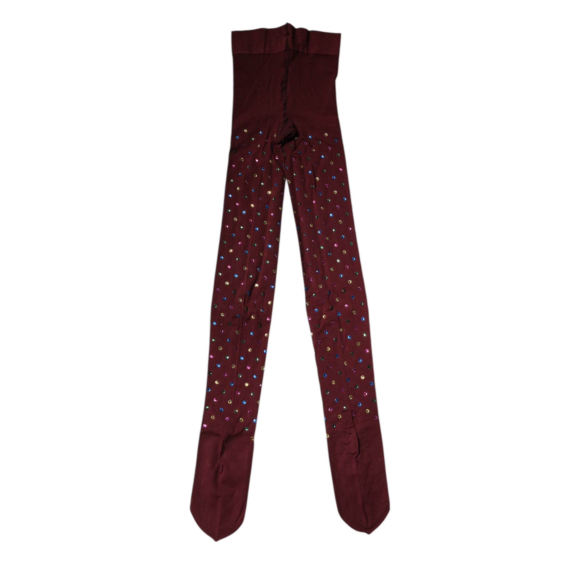 Dolce & Gabbana Maroon Nylon Crystal Embellished Pantyhose Tights | Regal Royce