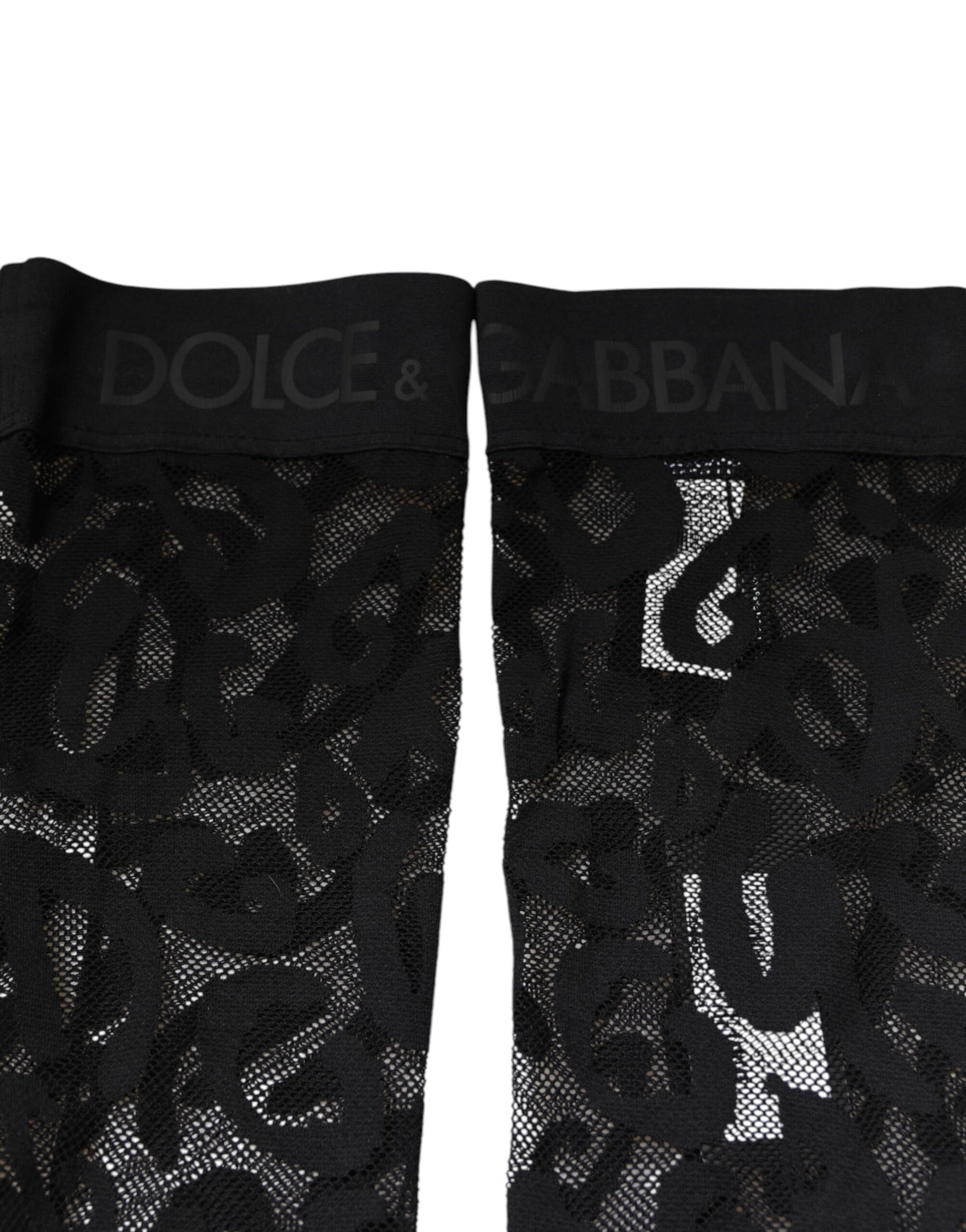 Dolce & Gabbana Black Floral Lace Cotton Stretch Stockings Socks | Regal Royce