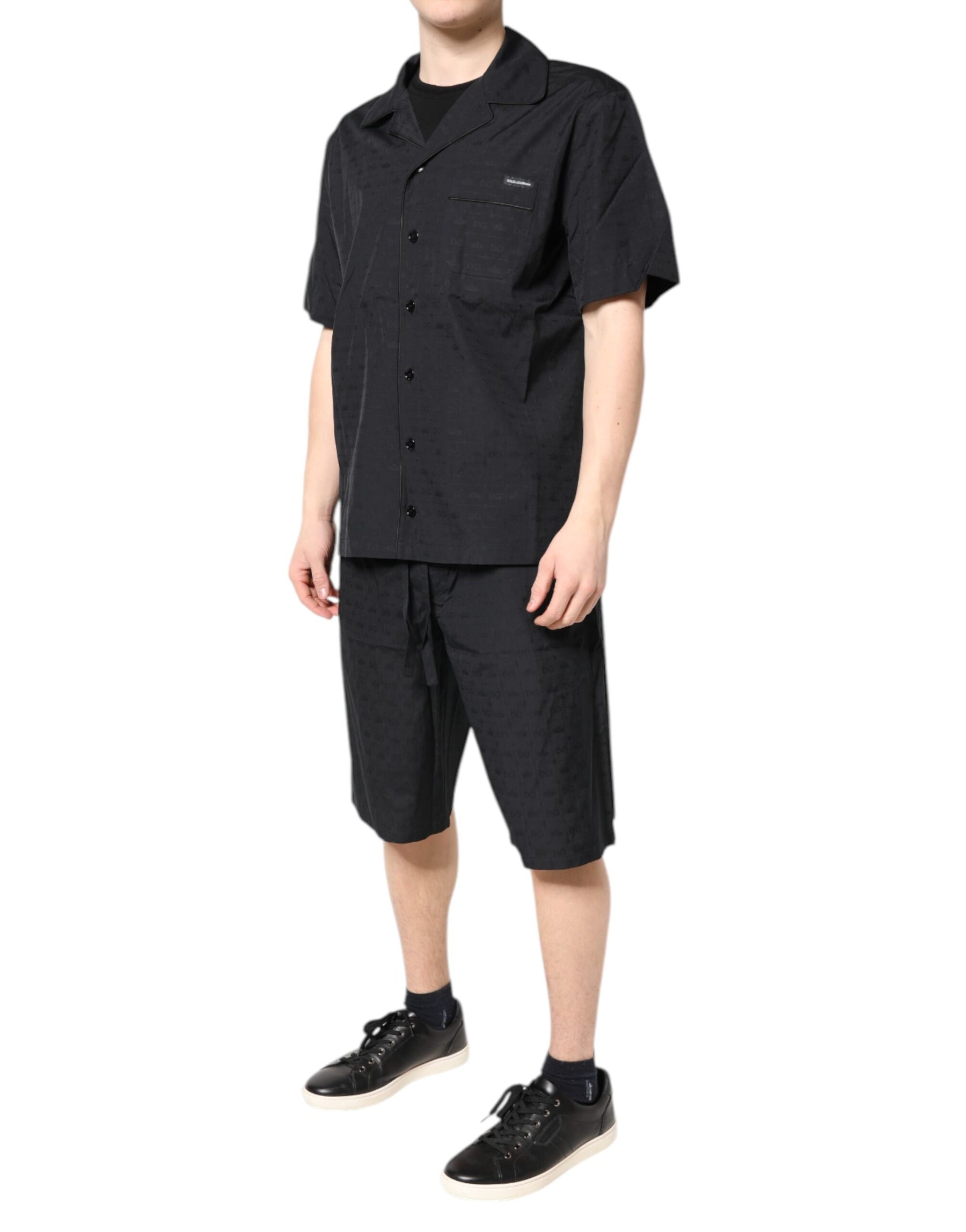 Dolce & Gabbana Black Cotton Men Pajama Set Sleepwear | Regal Royce