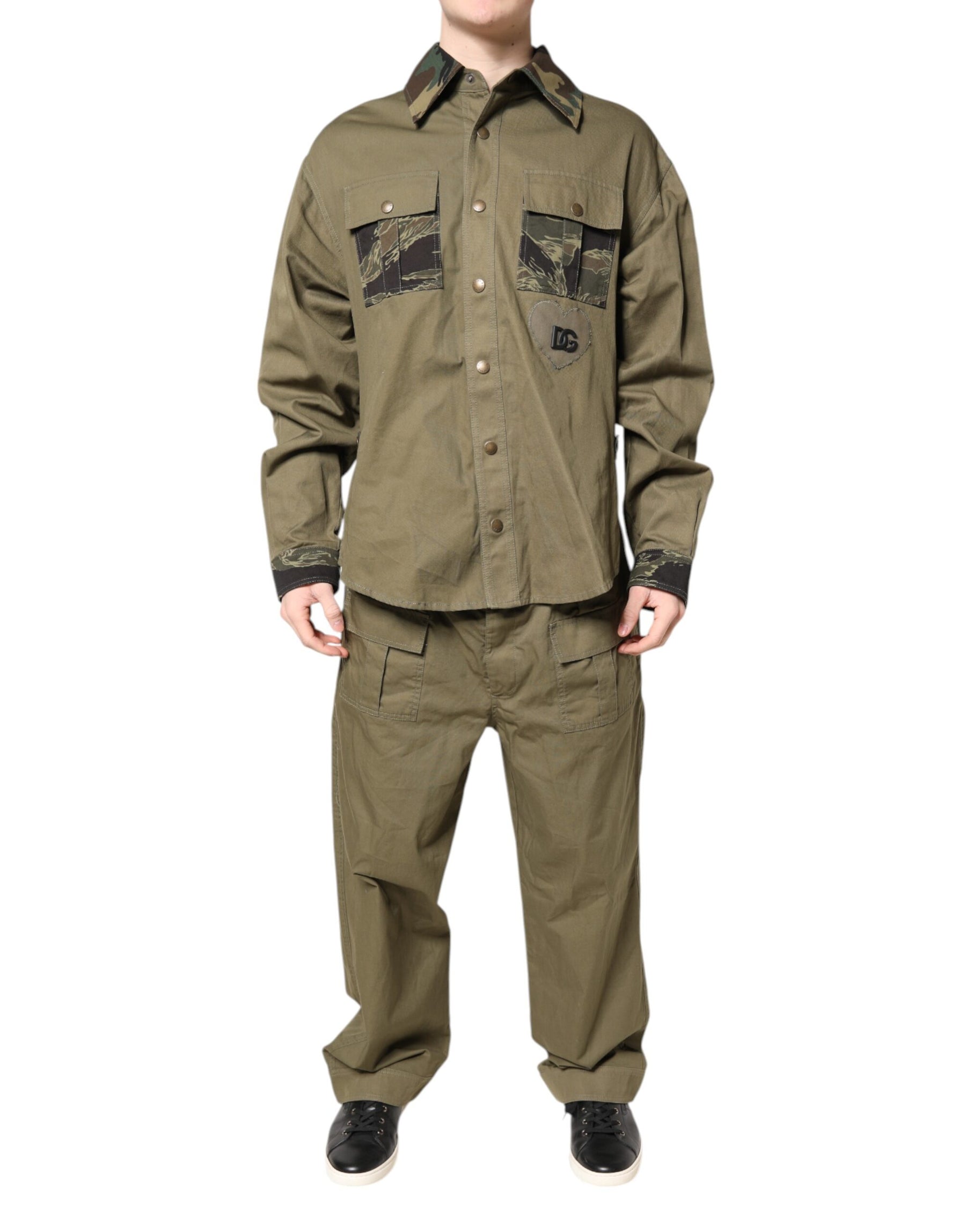 Dolce & Gabbana Brown Cotton Stretch Shirt Pants Casual Set | Regal Royce