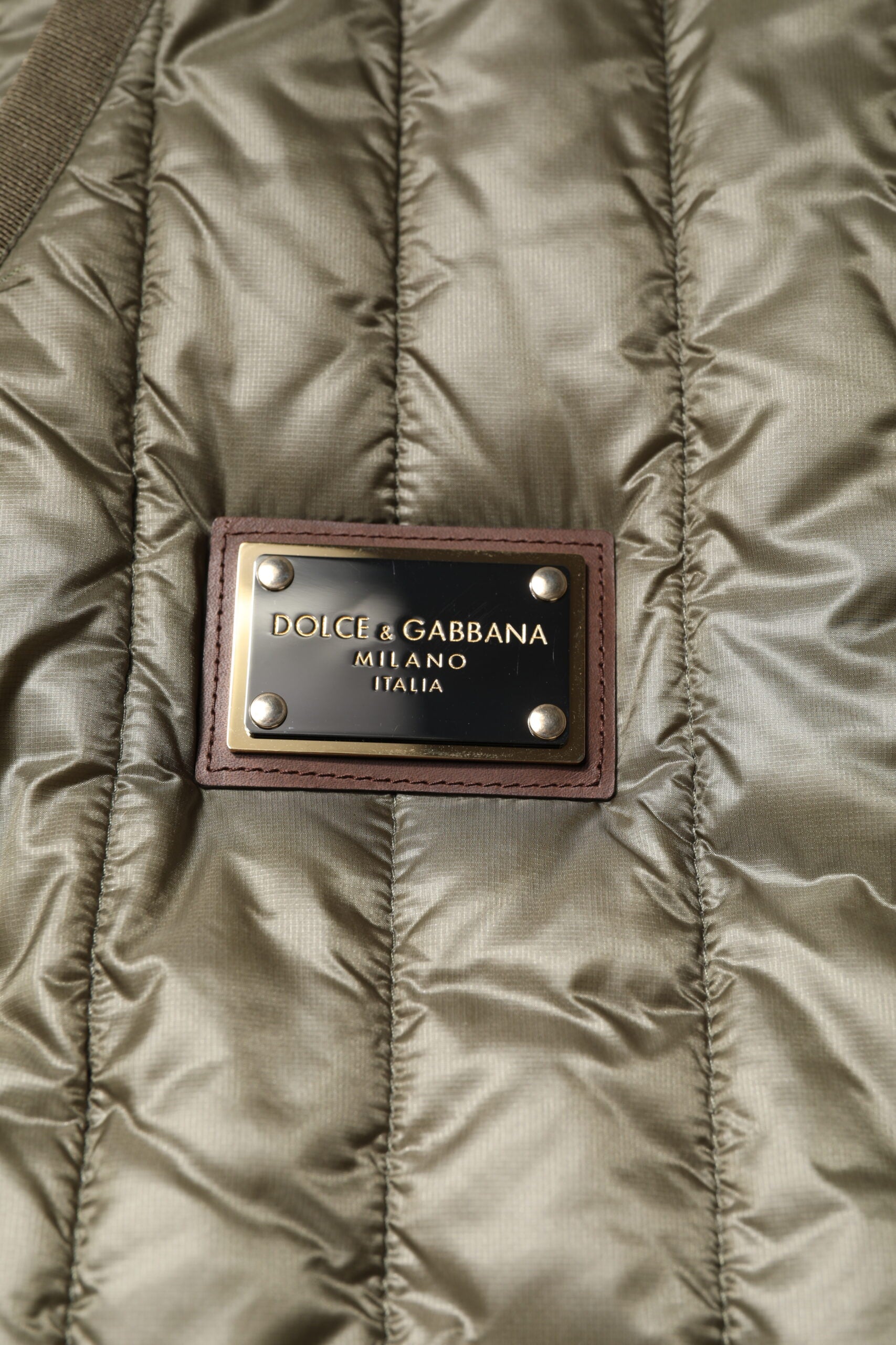 Dolce & Gabbana Brown Logo Plaque Quilted Vest Jacket | Regal Royce