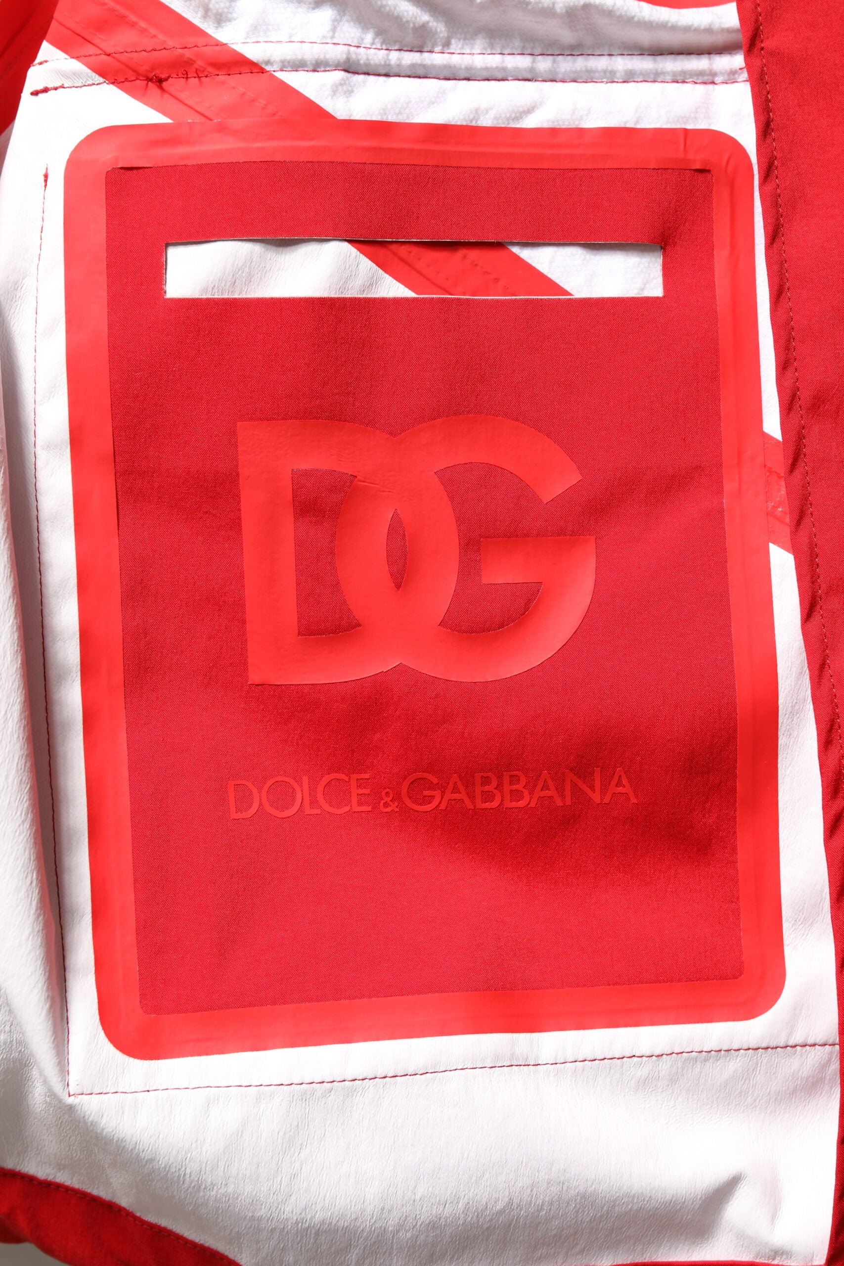 Dolce & Gabbana Red White Nylon Full Zip Windbreaker Jacket | Regal Royce