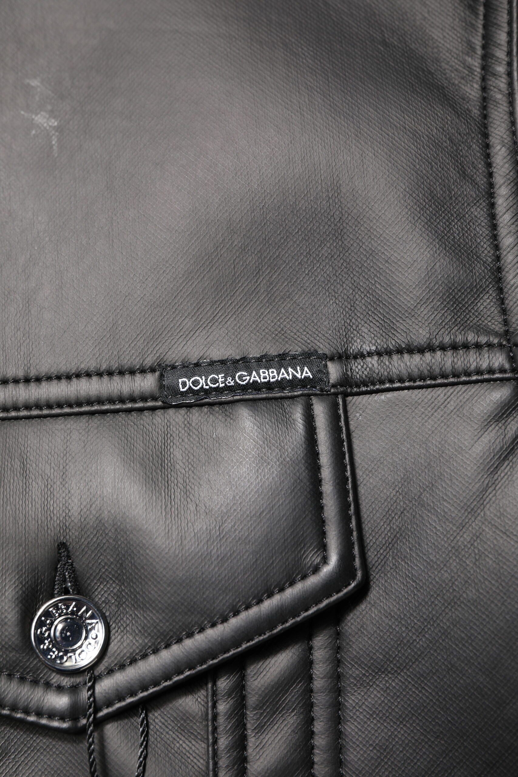 Dolce & Gabbana Black Polyester Button Down Biker Jacket | Regal Royce