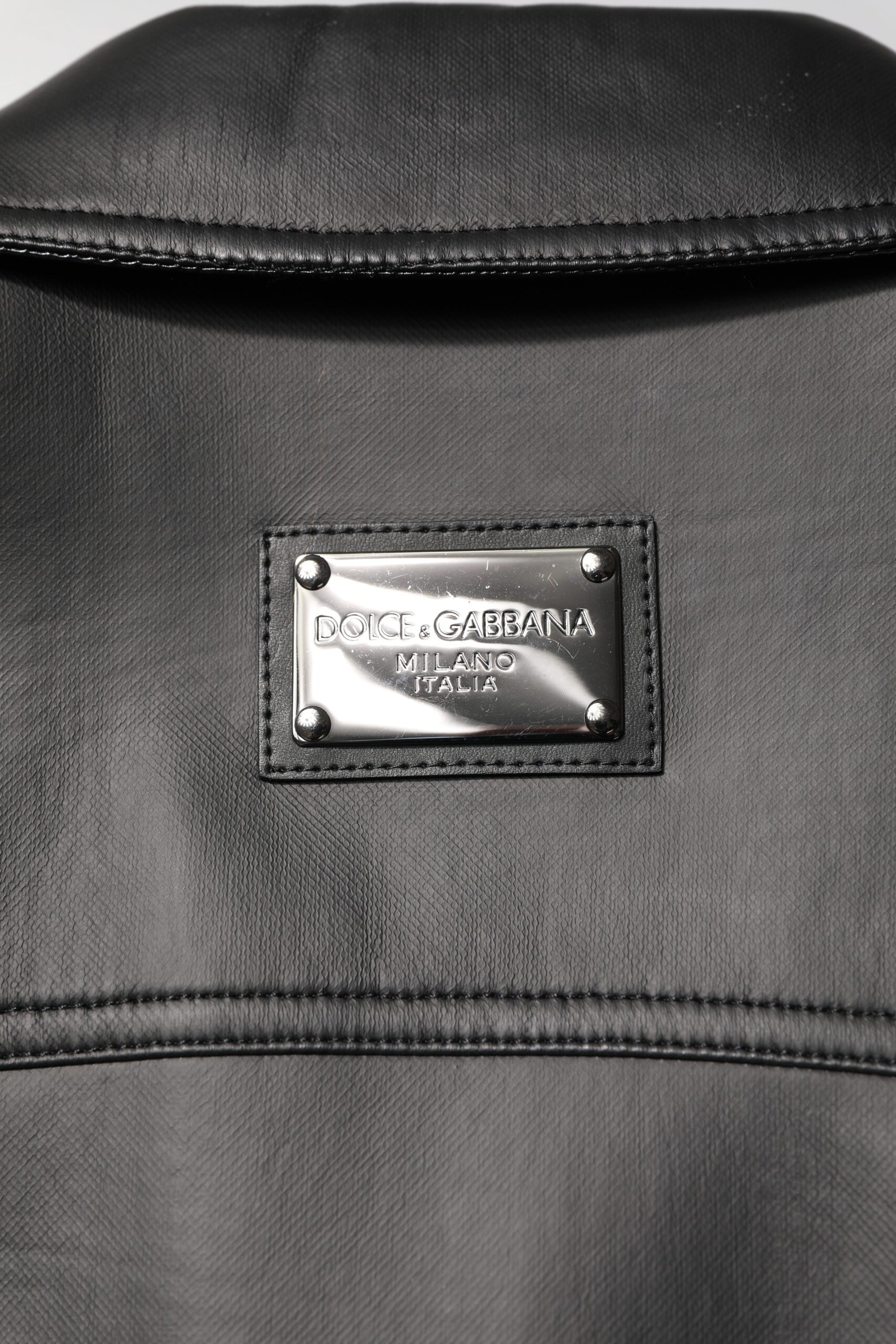 Dolce & Gabbana Black Polyester Button Down Biker Jacket | Regal Royce