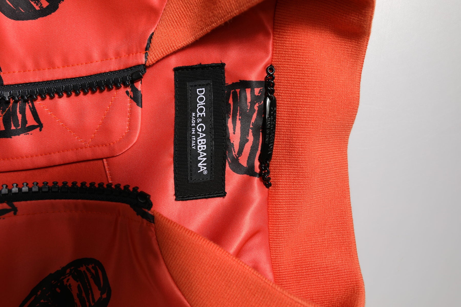 Dolce & Gabbana Orange DG Heart Full Zip Men Bomber Jacket | Regal Royce