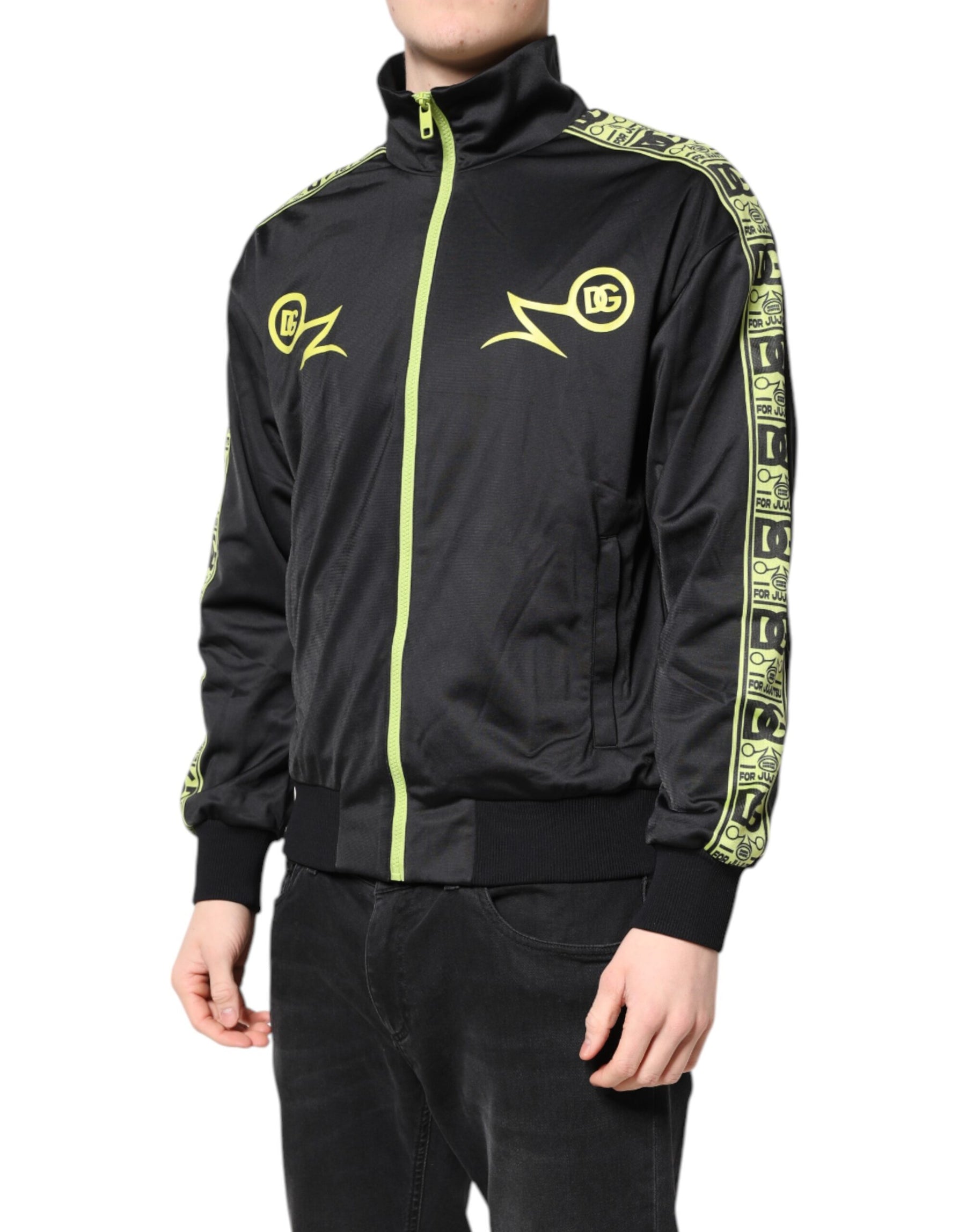 Dolce & Gabbana Black Logo Turtleneck Zip Bomber Jacket | Regal Royce