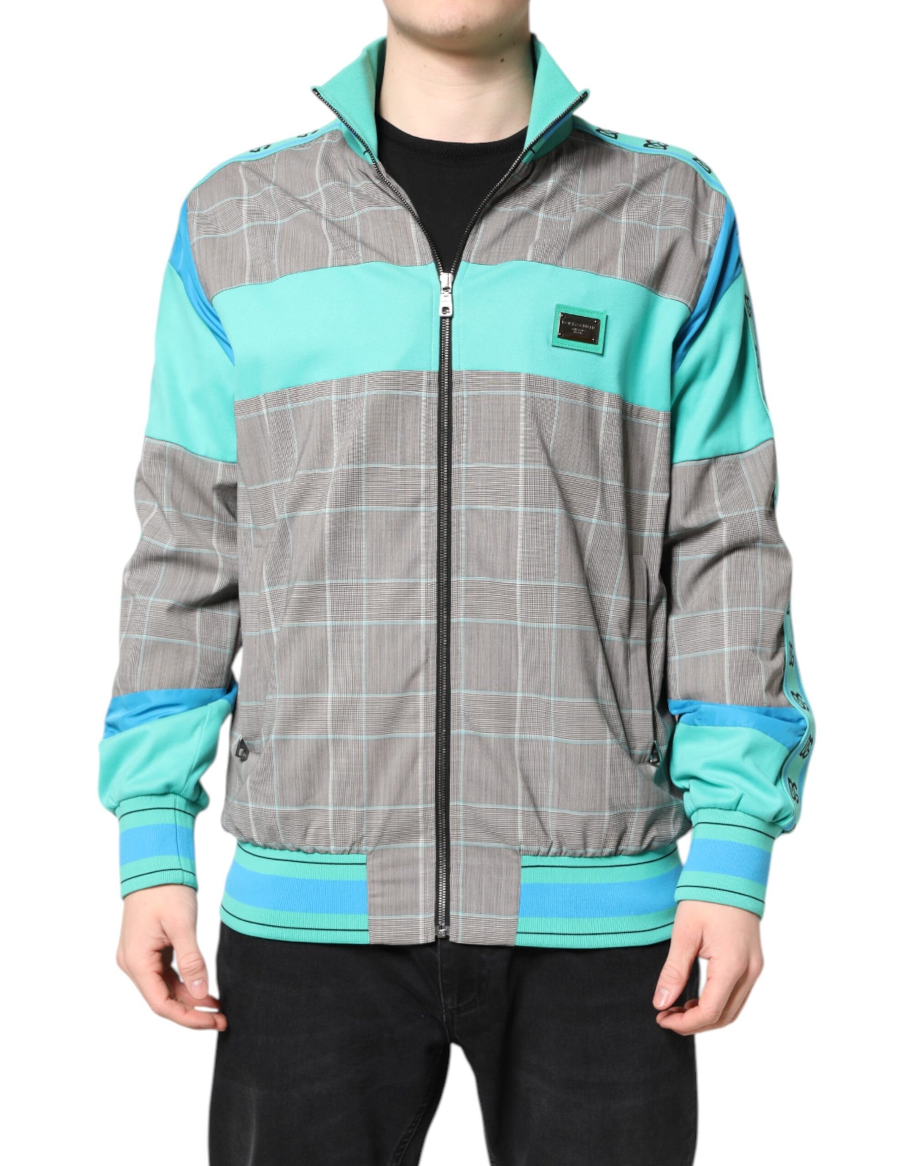 Dolce & Gabbana Multicolor Plaid Full Zip Windbreaker Jacket | Regal Royce