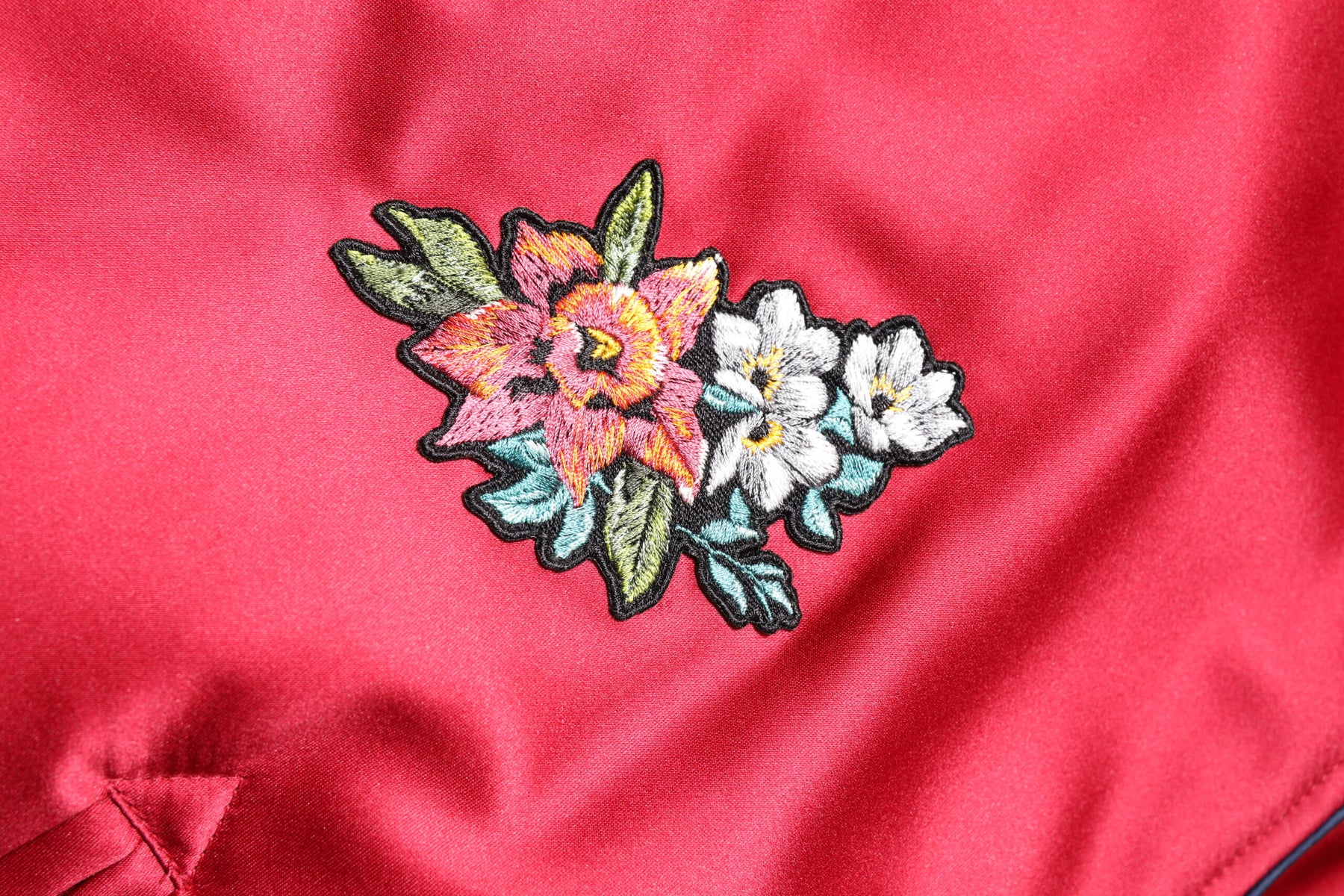 Dolce & Gabbana Red Floral Patch Full Zip Men Bomber Jacket | Regal Royce