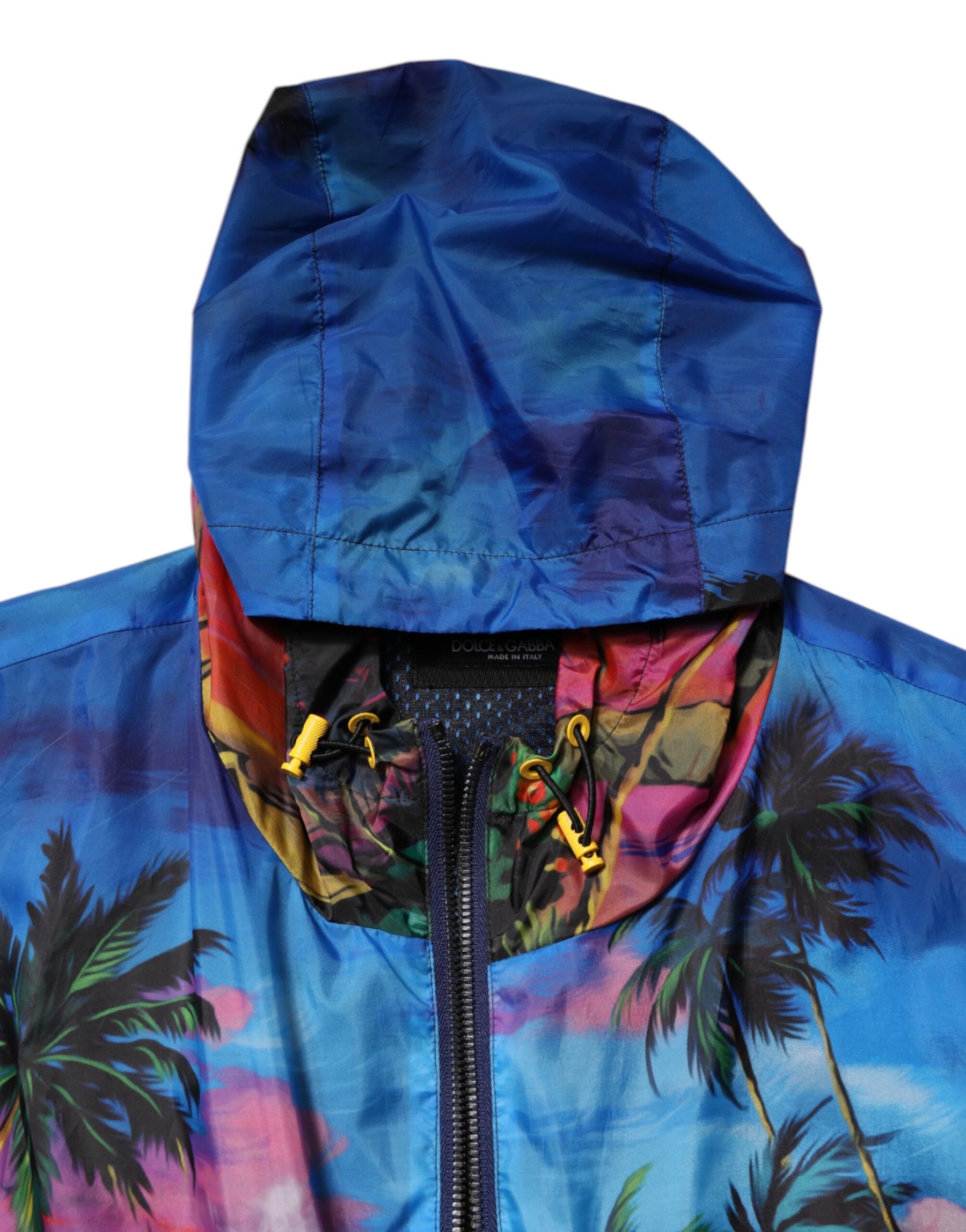 Dolce & Gabbana Multicolor Print Hooded Windbreaker Jacket | Regal Royce