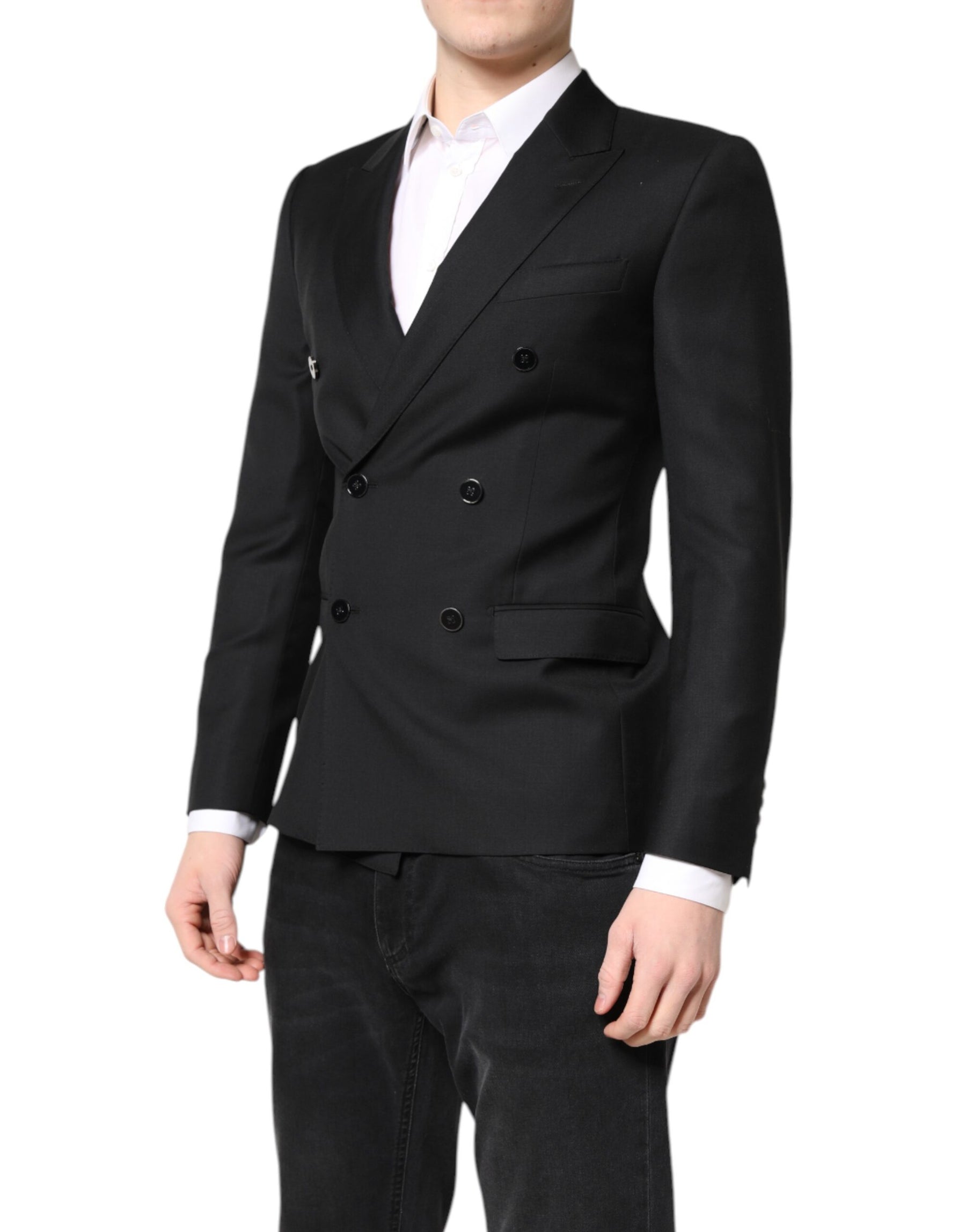 Dolce & Gabbana Black MARTINI Double Breasted Coat Blazer | Regal Royce