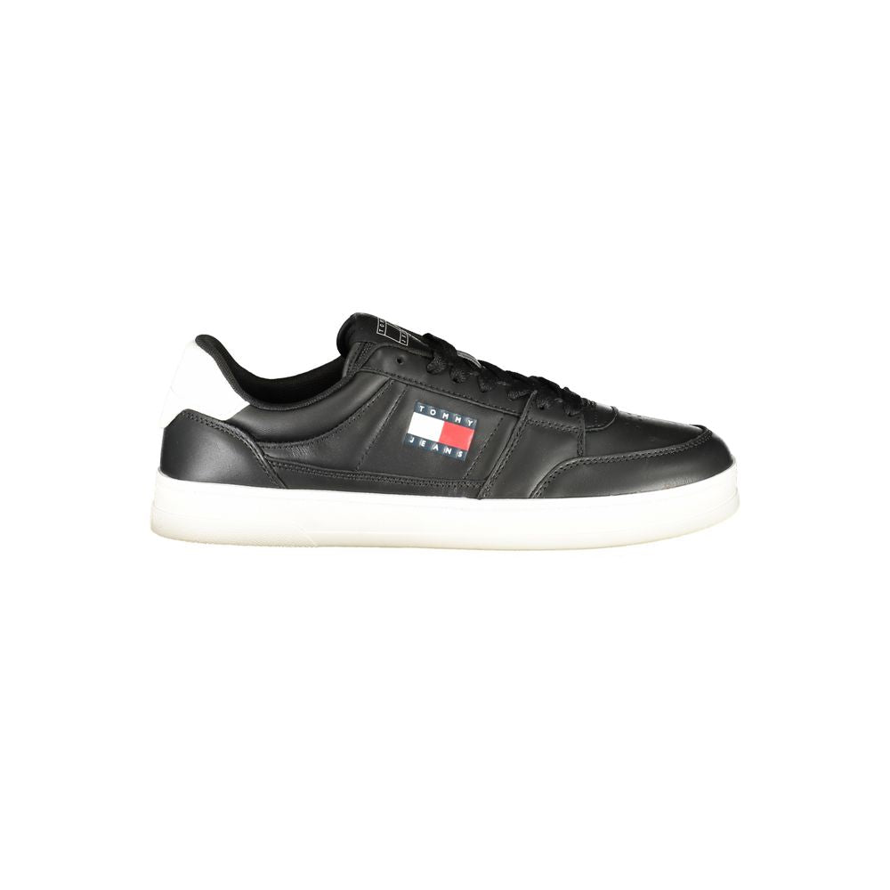 Tommy Hilfiger Black Leather Men Sneaker | Regal Royce