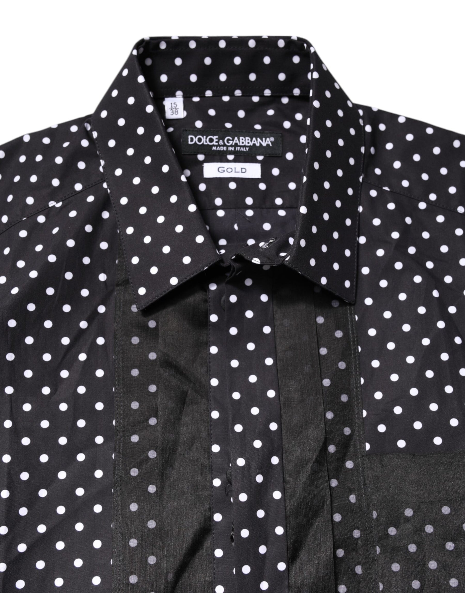 Dolce & Gabbana Black Polka Dot Long Sleeves Gold Formal Shirt | Regal Royce