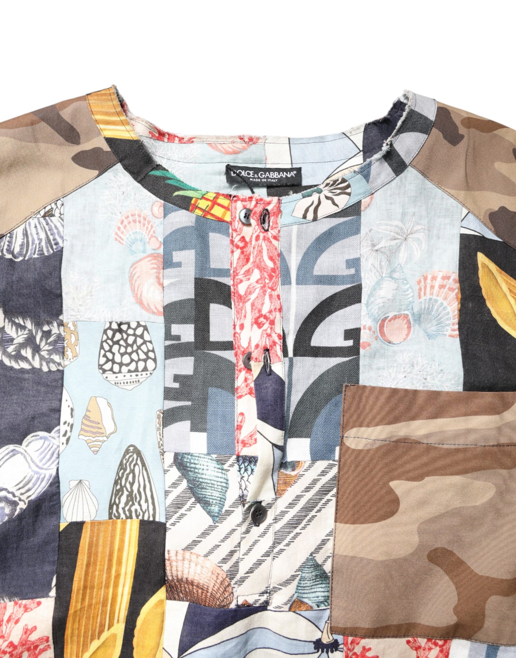 Dolce & Gabbana Multicolor Patchwork Short Sleeves Shirt | Regal Royce