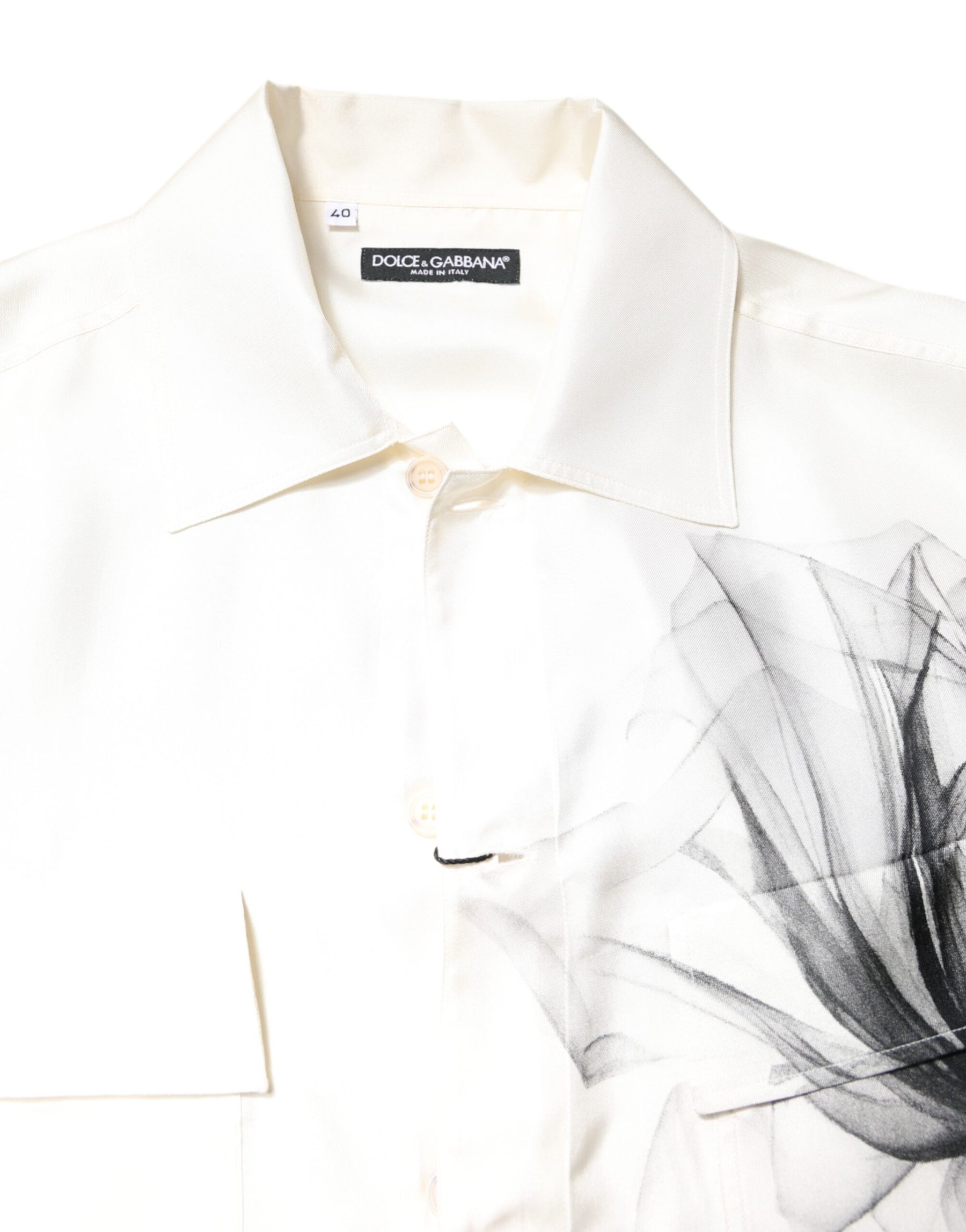 Dolce & Gabbana Ivory Silk Long Sleeves Men Casual Shirt | Regal Royce