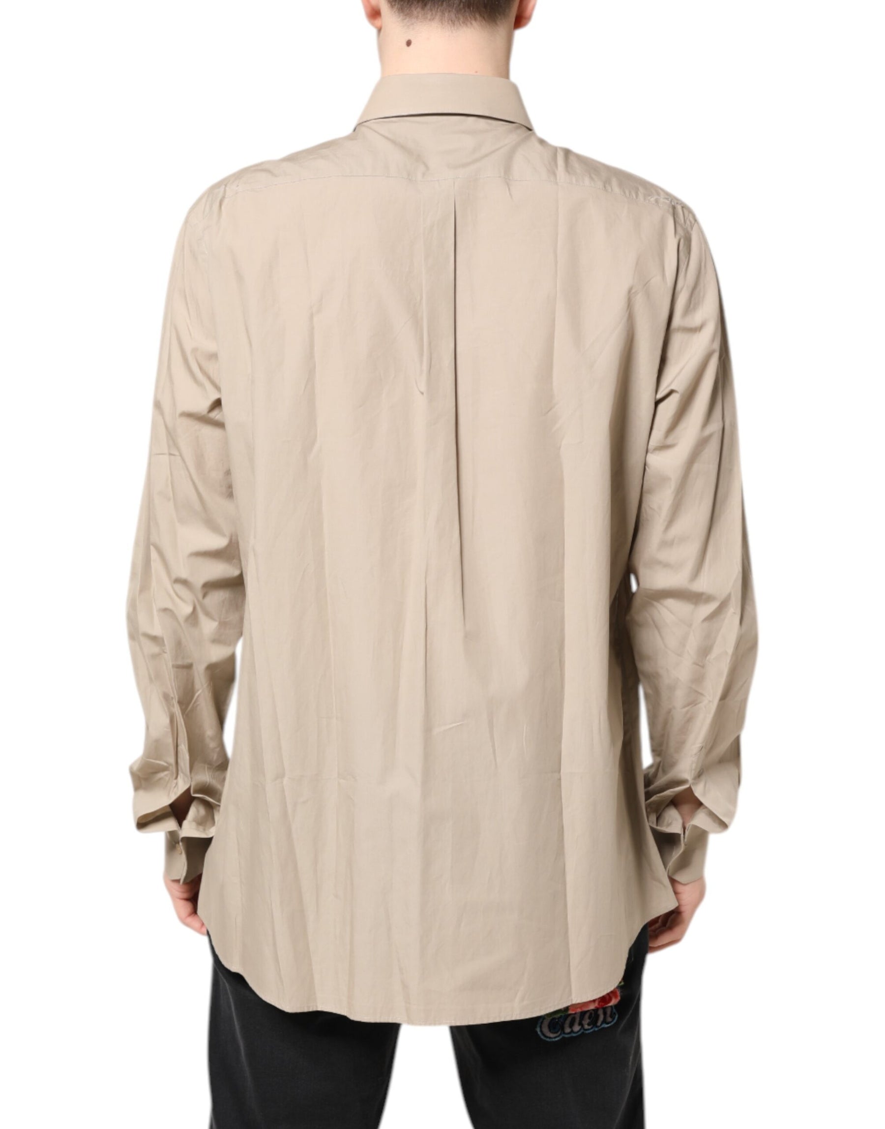 Dolce & Gabbana Beige Pin Up Print MARTINI Men Casual Shirt | Regal Royce