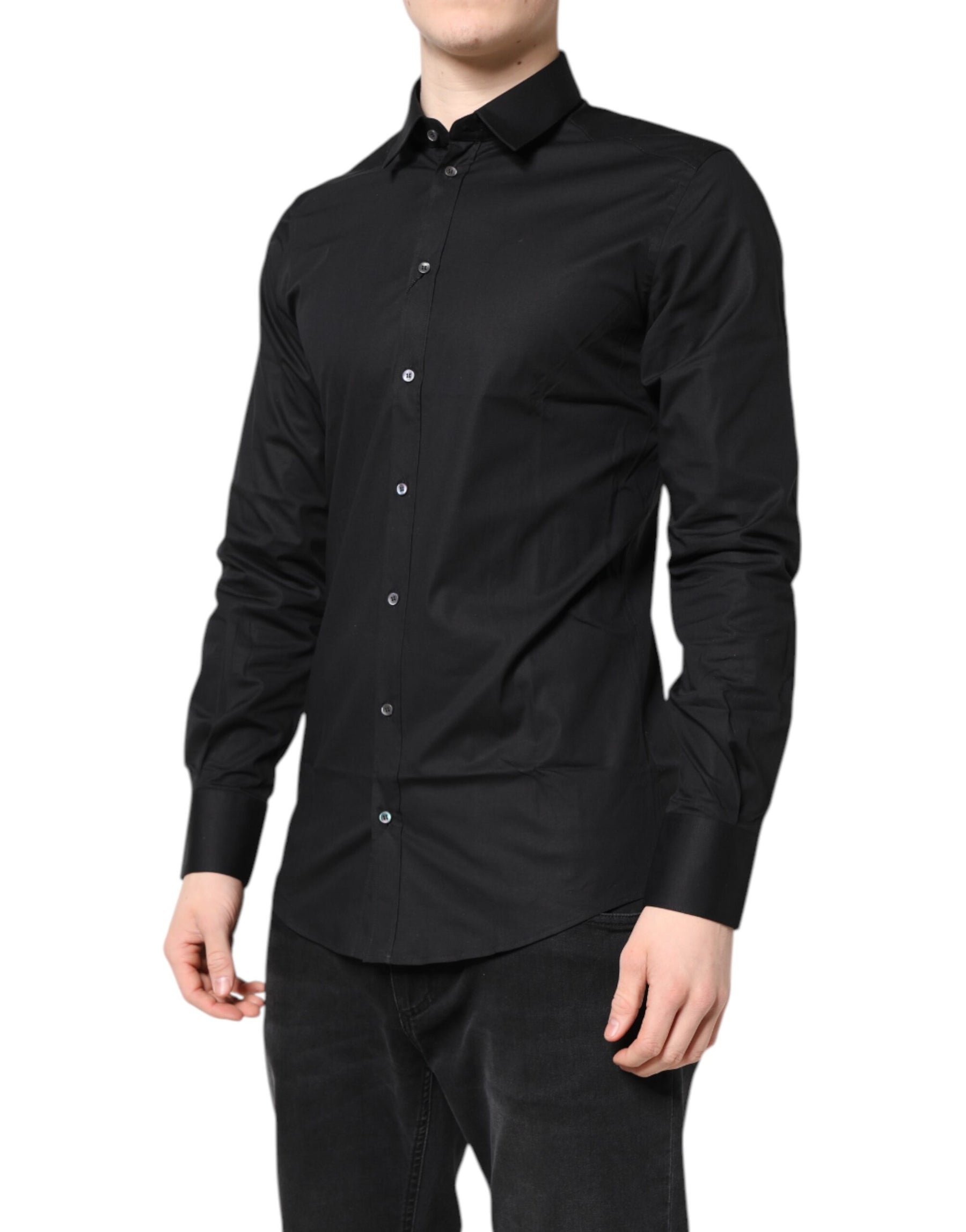Dolce & Gabbana Black GOLD Cotton Long Sleeves Dress Shirt | Regal Royce