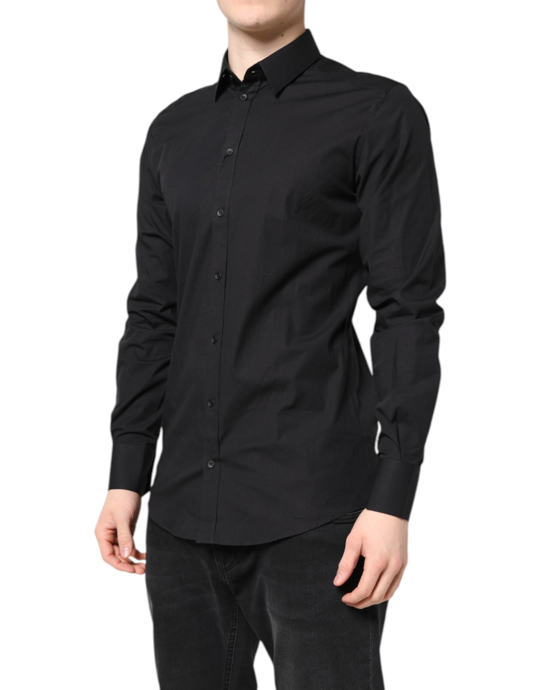 Dolce & Gabbana Black GOLD Cotton Dress Formal Shirt | Regal Royce