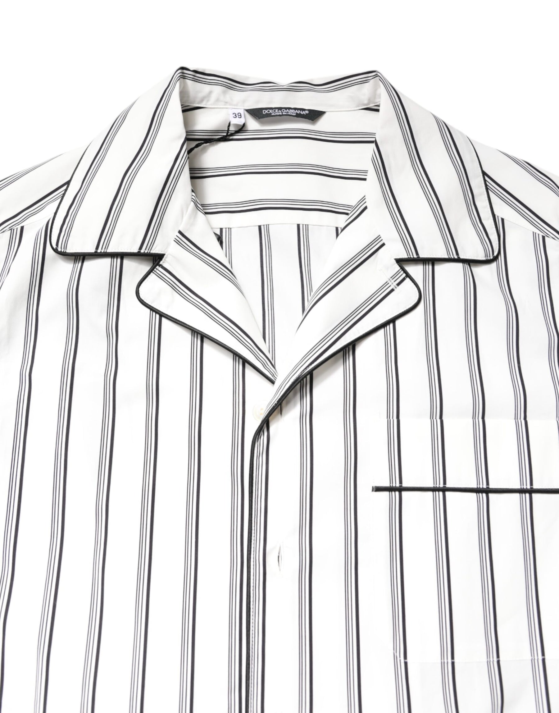 Dolce & Gabbana White Stripes Lounge Pajama Sleepwear Shirt | Regal Royce