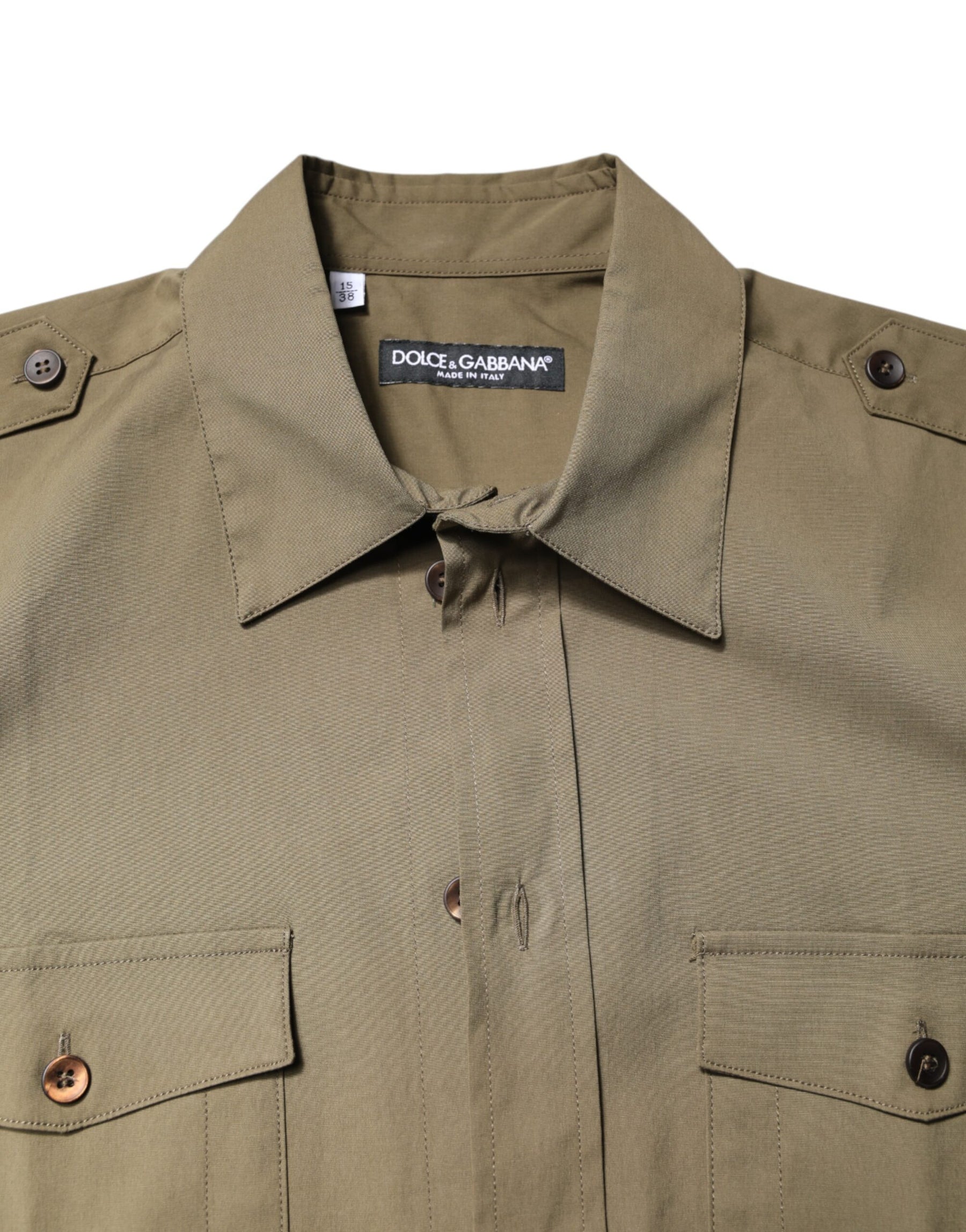 Dolce & Gabbana Brown Cotton Stretch Casual Long Sleeves Shirt | Regal Royce