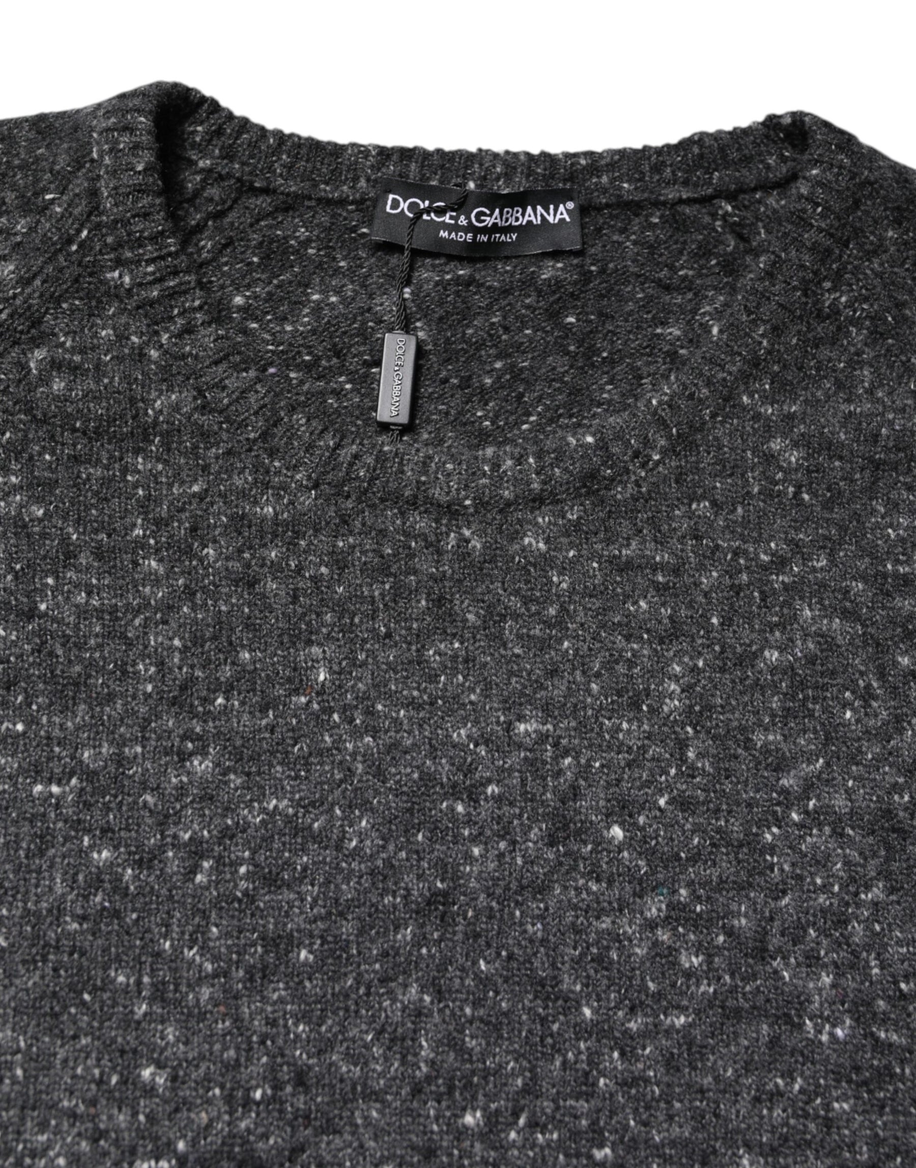Dolce & Gabbana Gray Wool Knitted Round Neck Pullover Sweater | Regal Royce