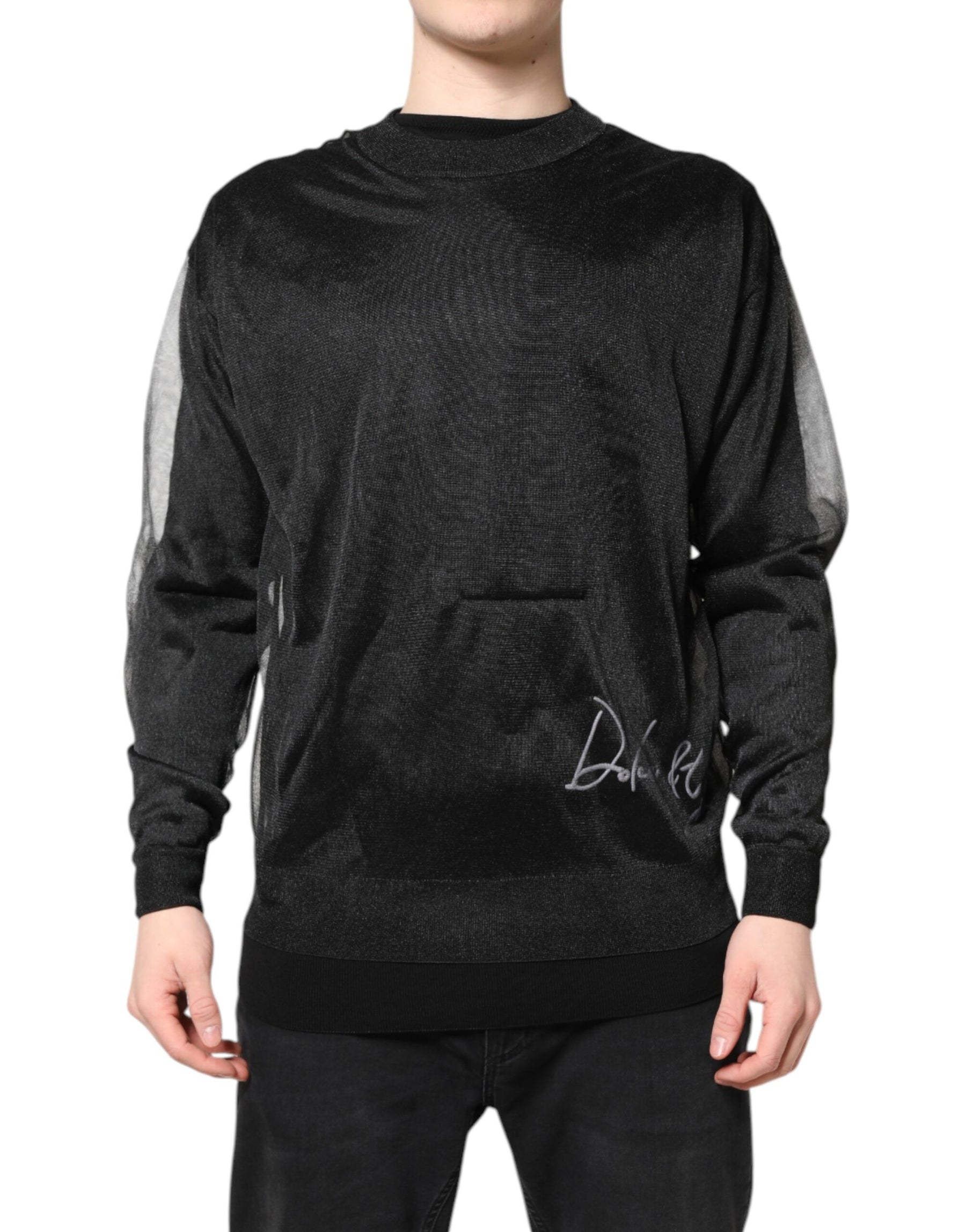 Dolce & Gabbana Black Logo Knitted Crewneck Pullover Sweater | Regal Royce