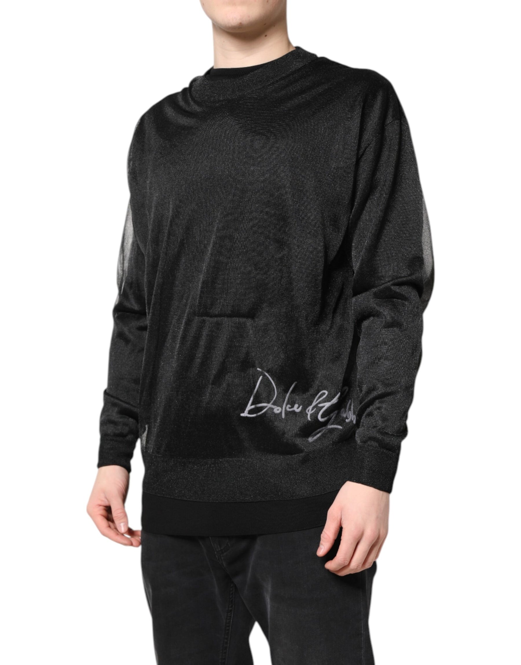 Dolce & Gabbana Black Logo Knitted Crewneck Pullover Sweater | Regal Royce