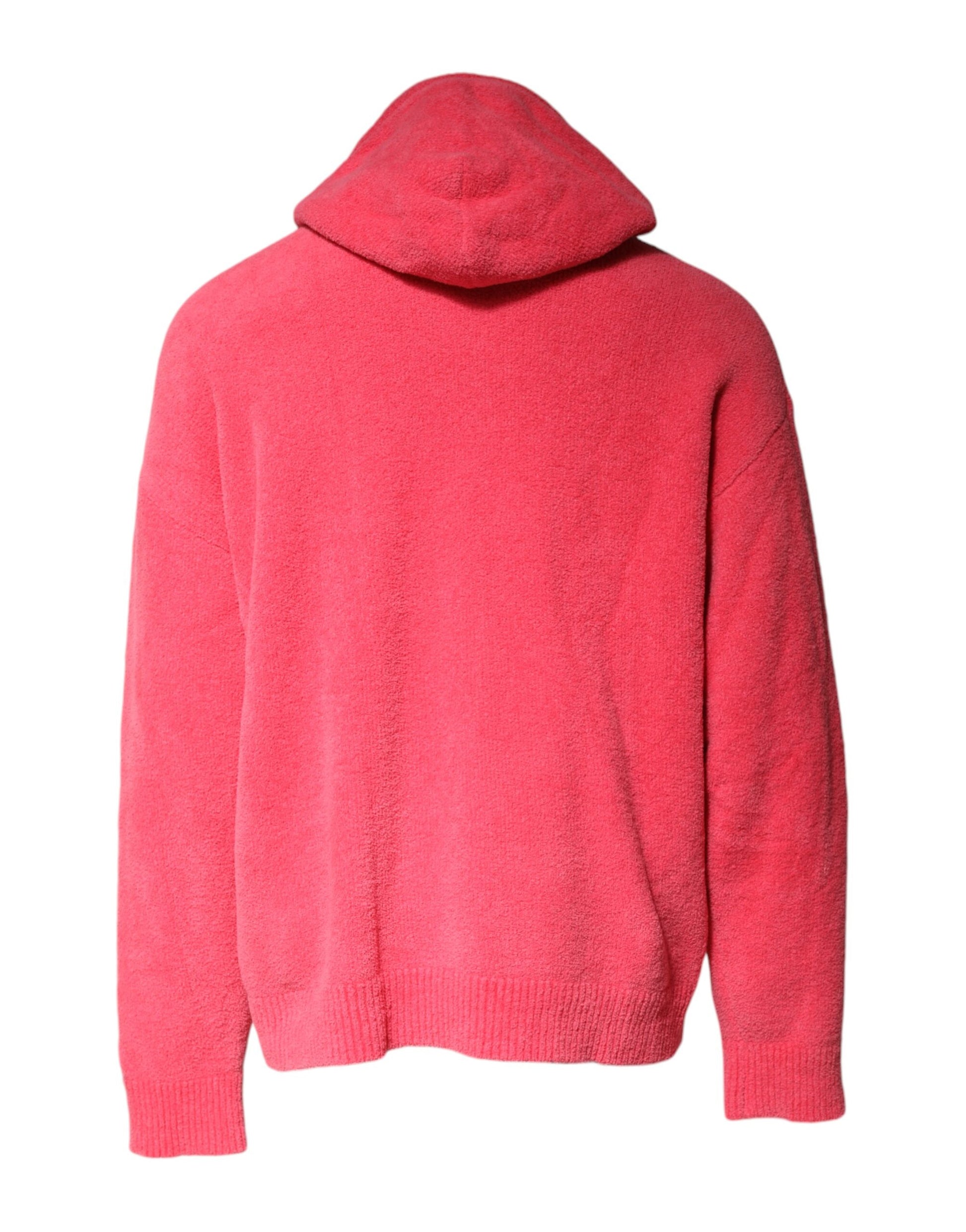 Dolce & Gabbana Red Cotton Knit Hooded Men Pullover Sweater