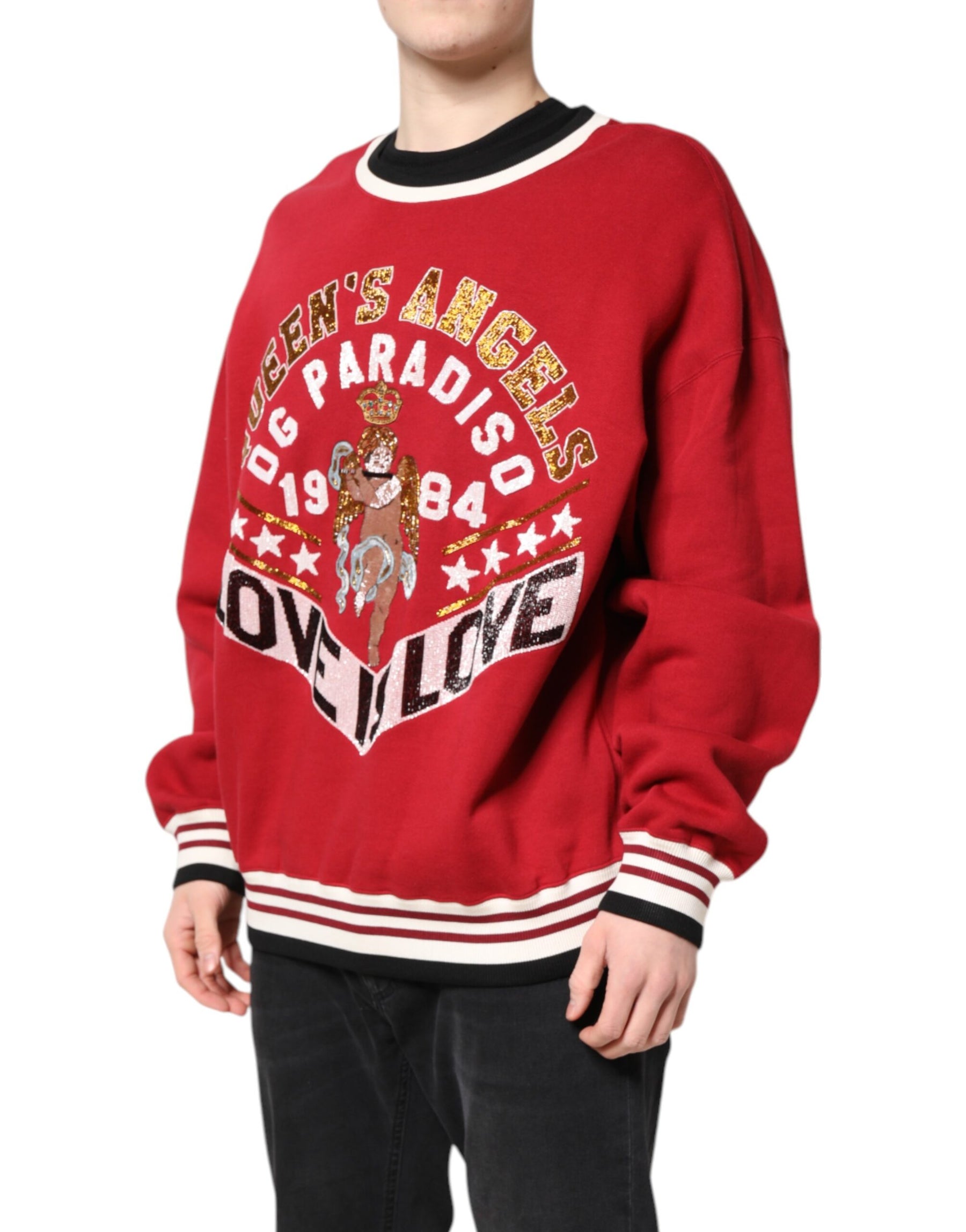 Dolce & Gabbana Red Sequin Knit Pullover Sweatshirt Sweater | Regal Royce