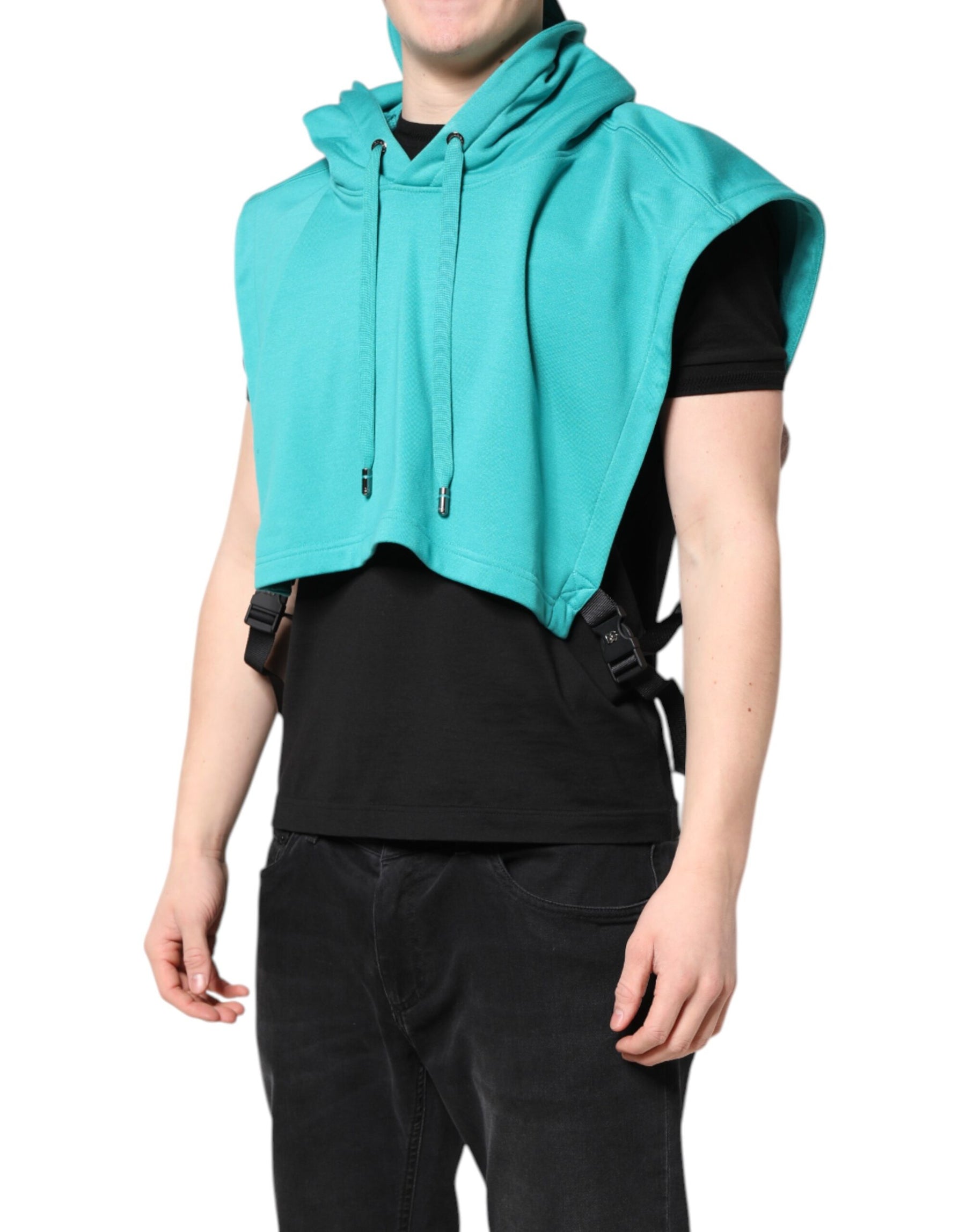 Dolce & Gabbana Green Cotton Hooded Men Sportswear Vest Sweater | Regal Royce