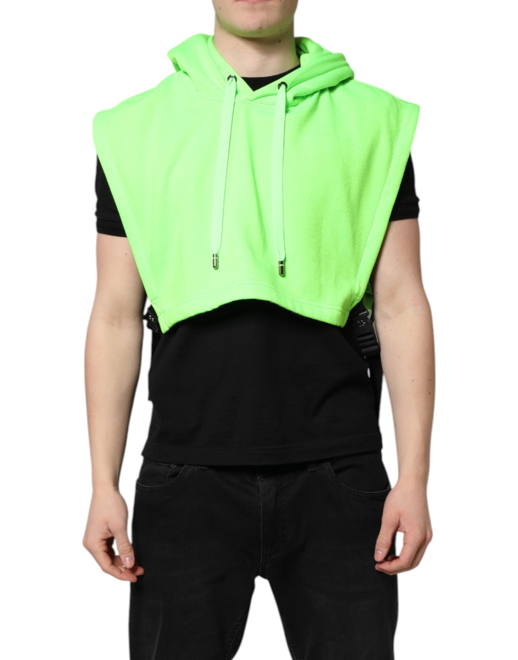 Dolce & Gabbana Green Polyester Hooded Sportswear Vest Sweater | Regal Royce