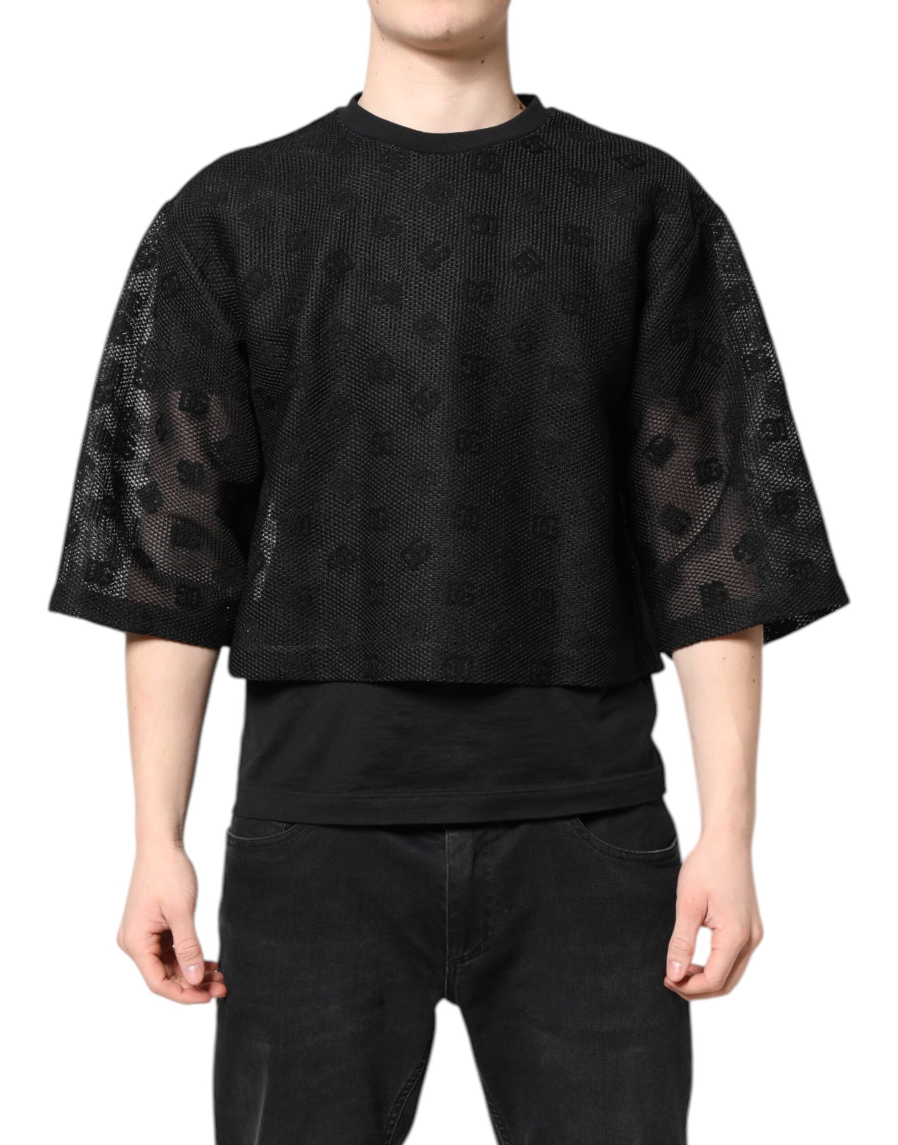 Dolce & Gabbana Black See Through Logo Short Sleeves T-shirt | Regal Royce