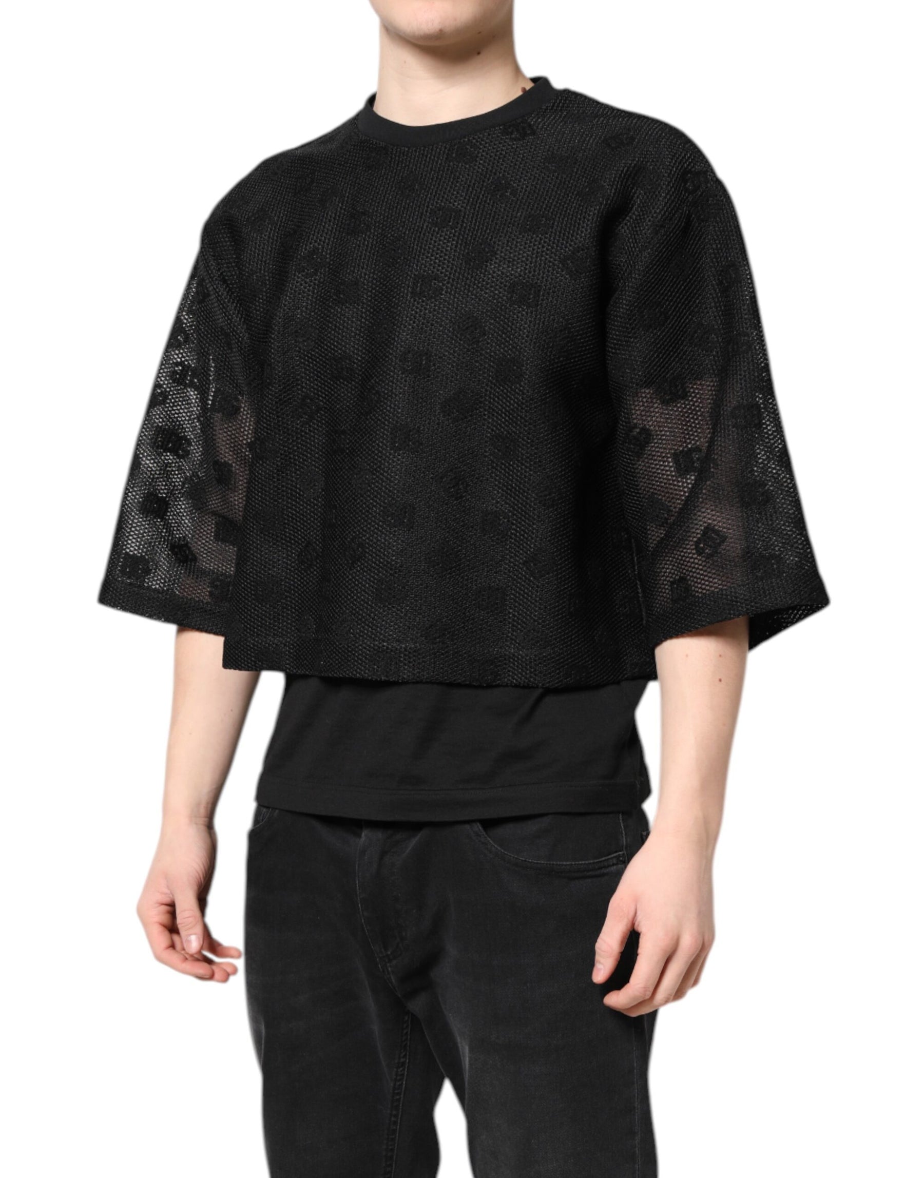 Dolce & Gabbana Black See Through Logo Short Sleeves T-shirt | Regal Royce