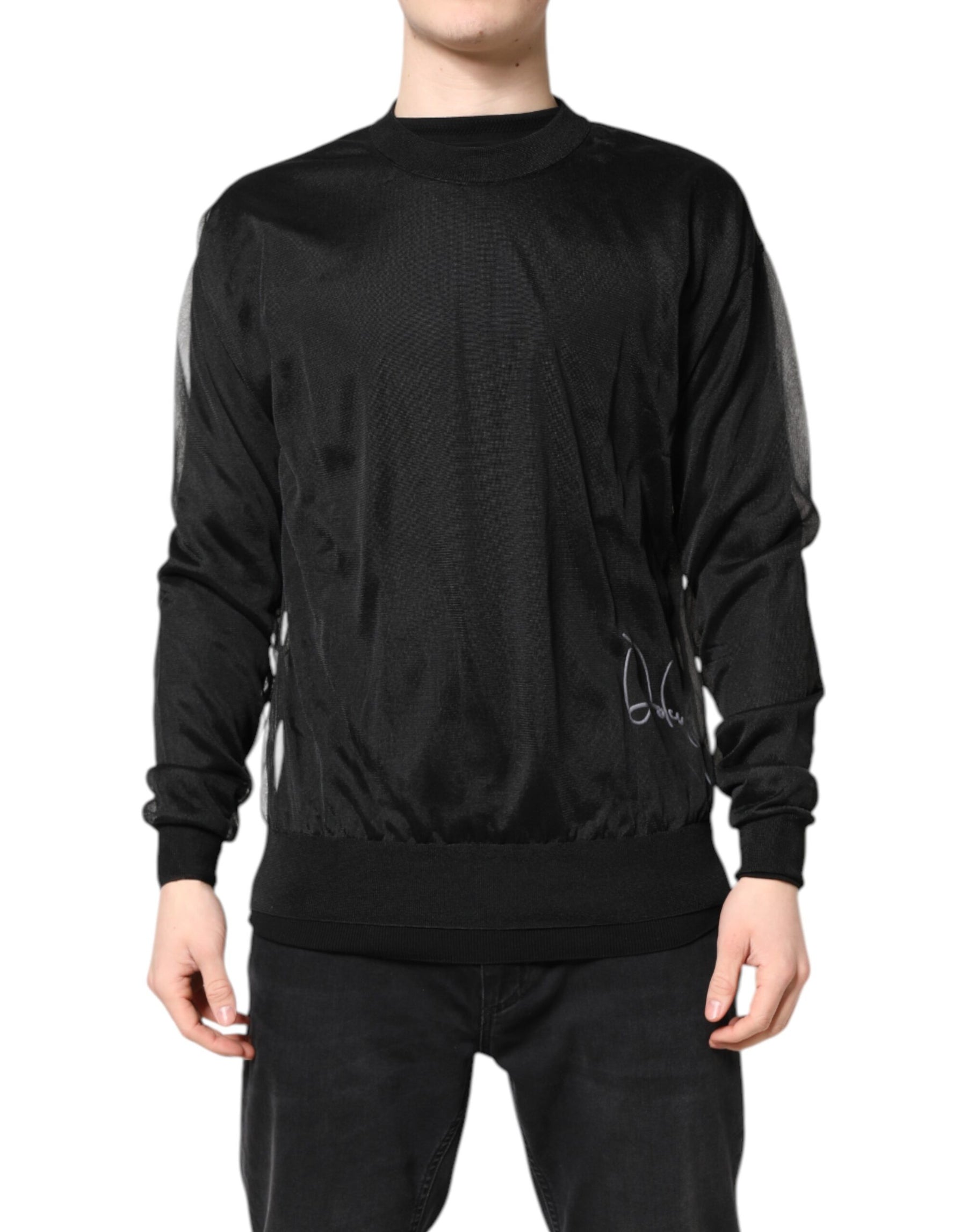 Dolce & Gabbana Black Logo Knitted Crewneck Pullover Sweater | Regal Royce