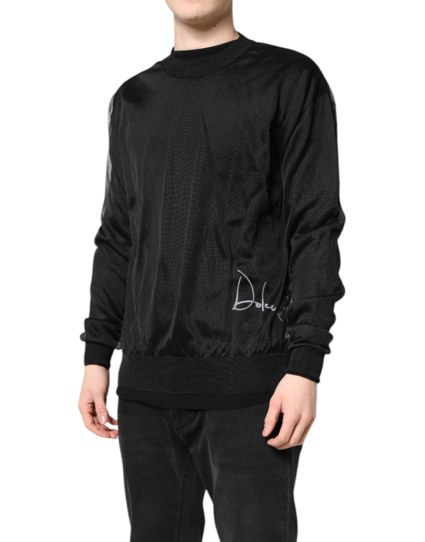 Dolce & Gabbana Black Logo Knitted Crewneck Pullover Sweater | Regal Royce