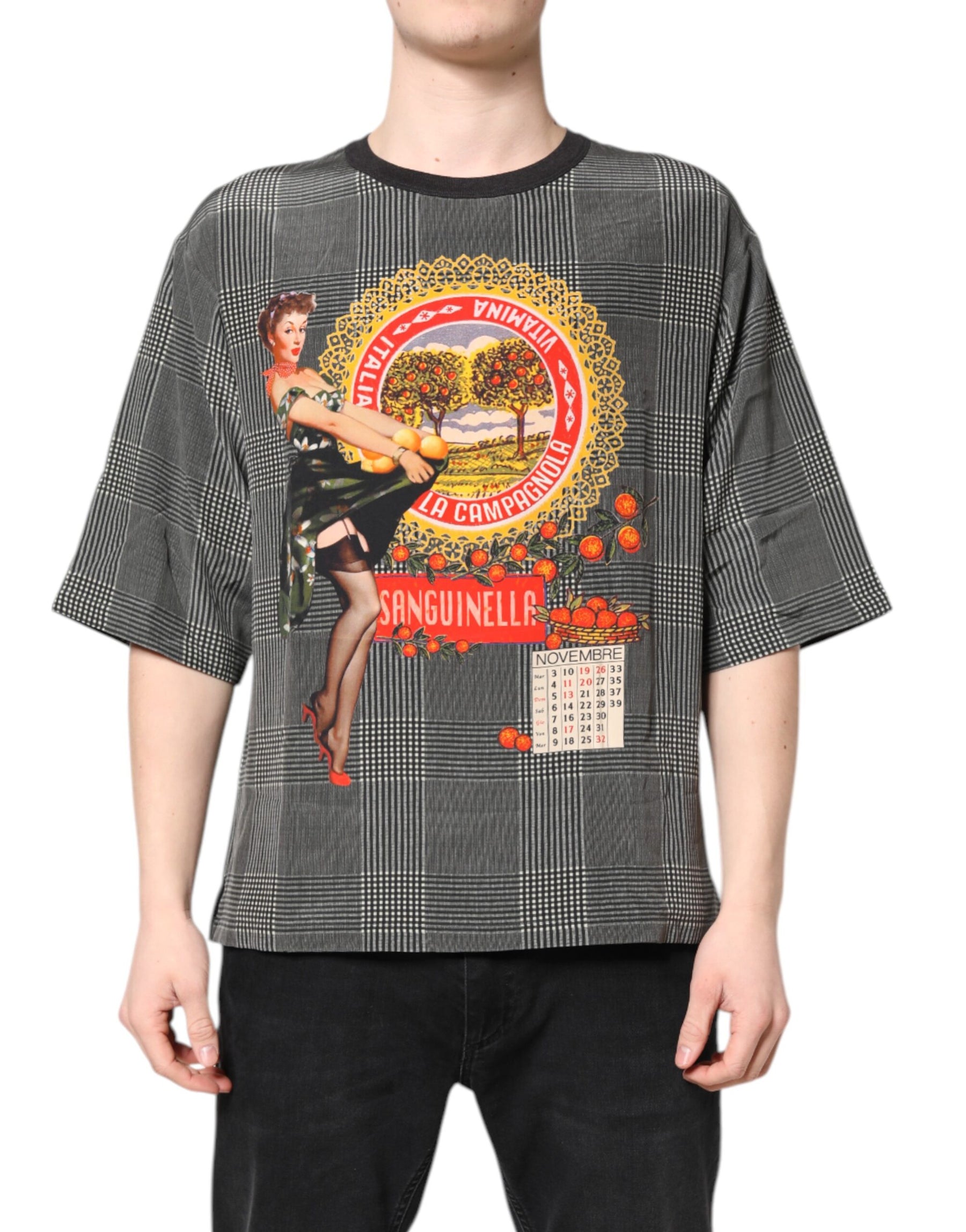 Dolce & Gabbana Black White Graphic Print Short Sleeve T-shirt | Regal Royce