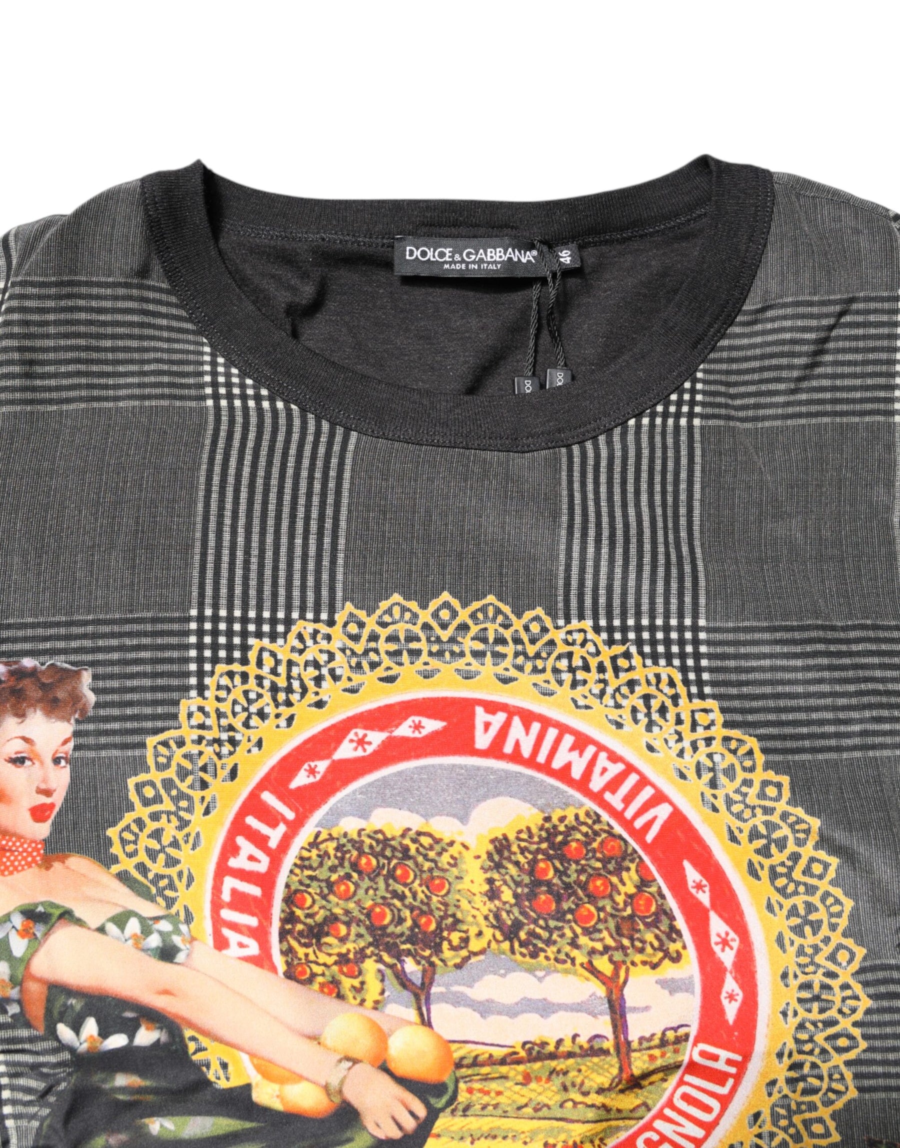 Dolce & Gabbana Black White Graphic Print Short Sleeve T-shirt | Regal Royce