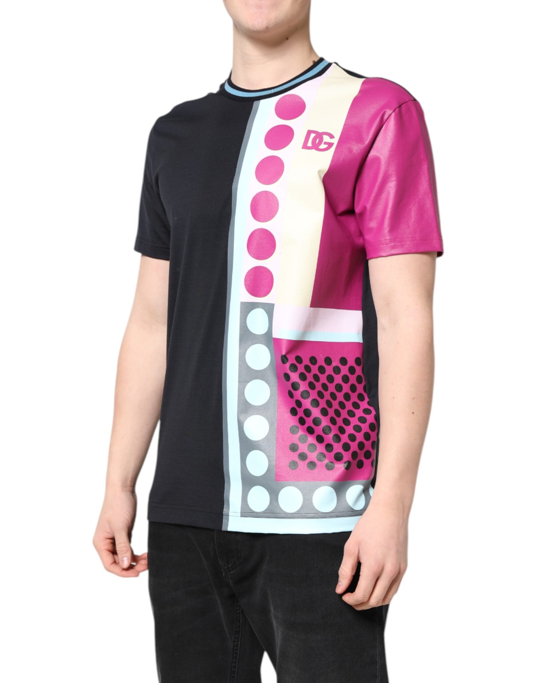 Dolce & Gabbana Multicolor Printed Logo Short Sleeve T-shirt | Regal Royce