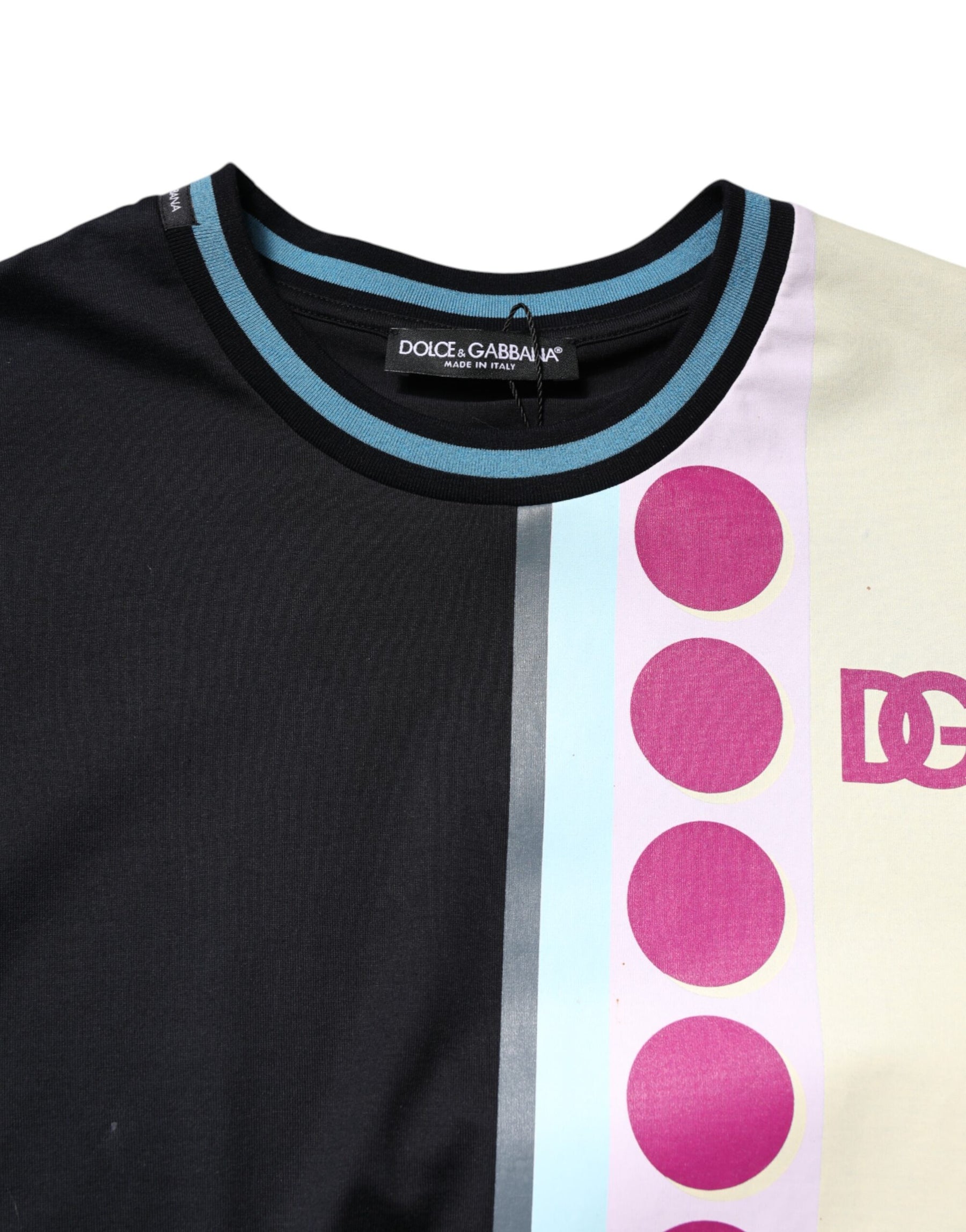 Dolce & Gabbana Multicolor Printed Logo Short Sleeve T-shirt | Regal Royce