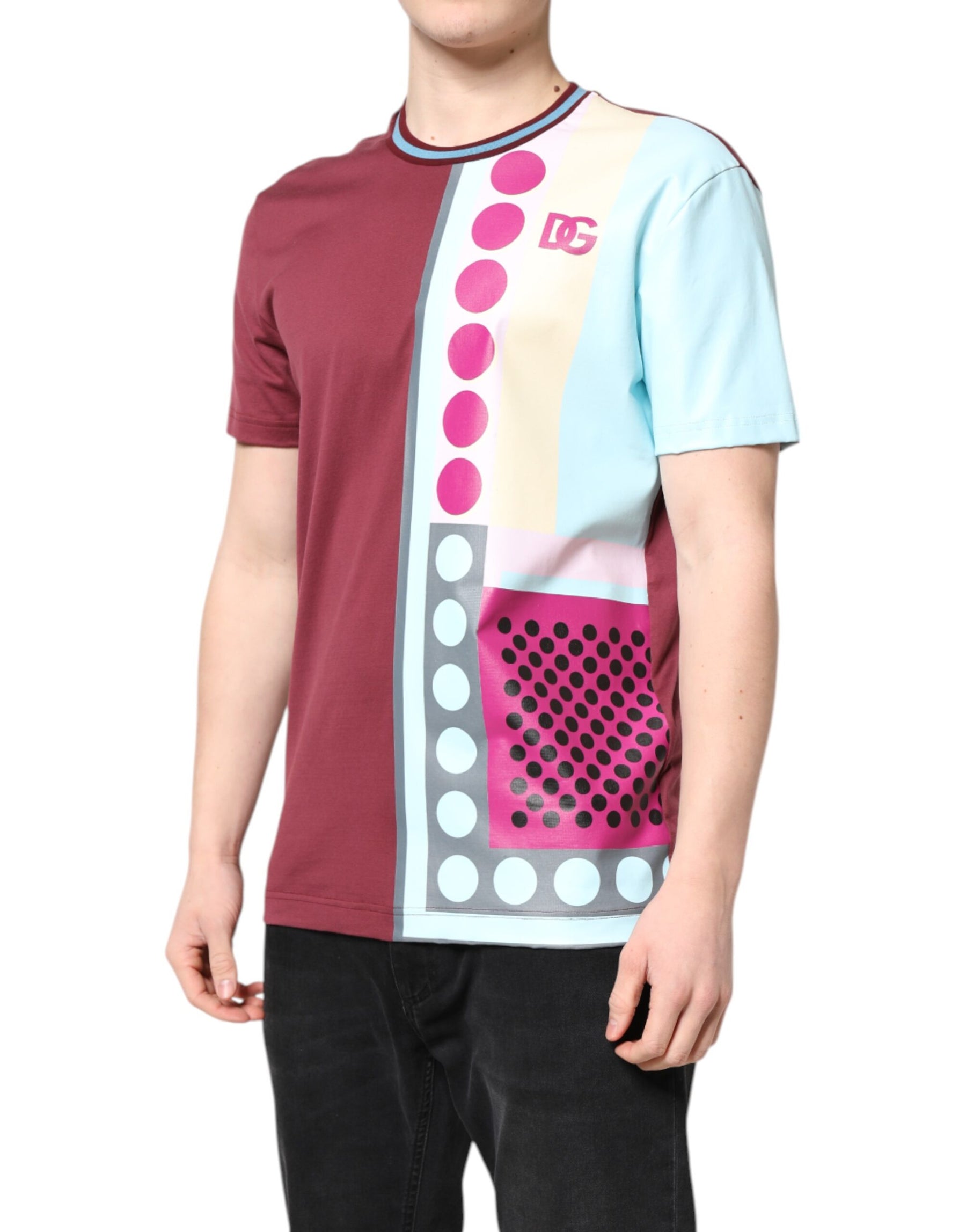 Dolce & Gabbana Multicolor Printed Logo Short Sleeve T-shirt | Regal Royce