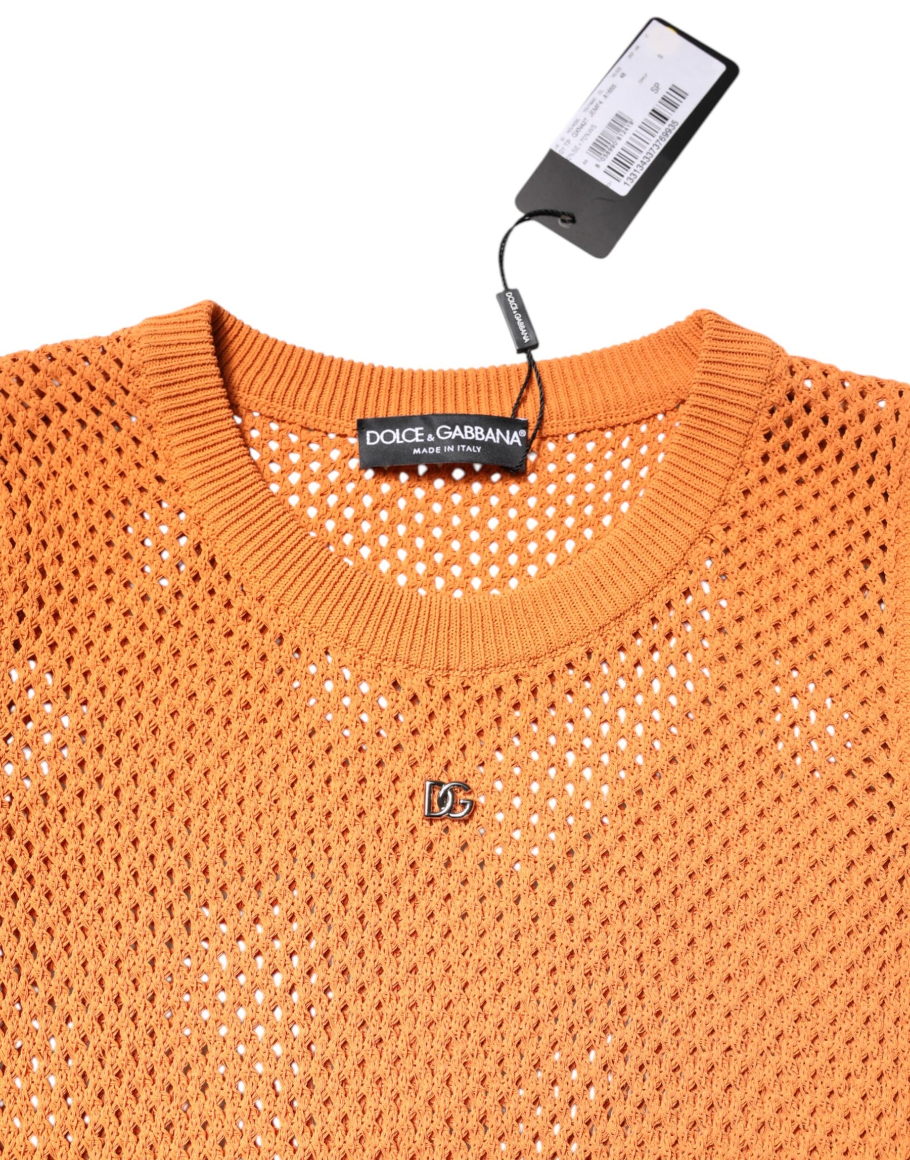 Dolce & Gabbana Orange Cashmere Round Neck Sleeveless T-shirt | Regal Royce