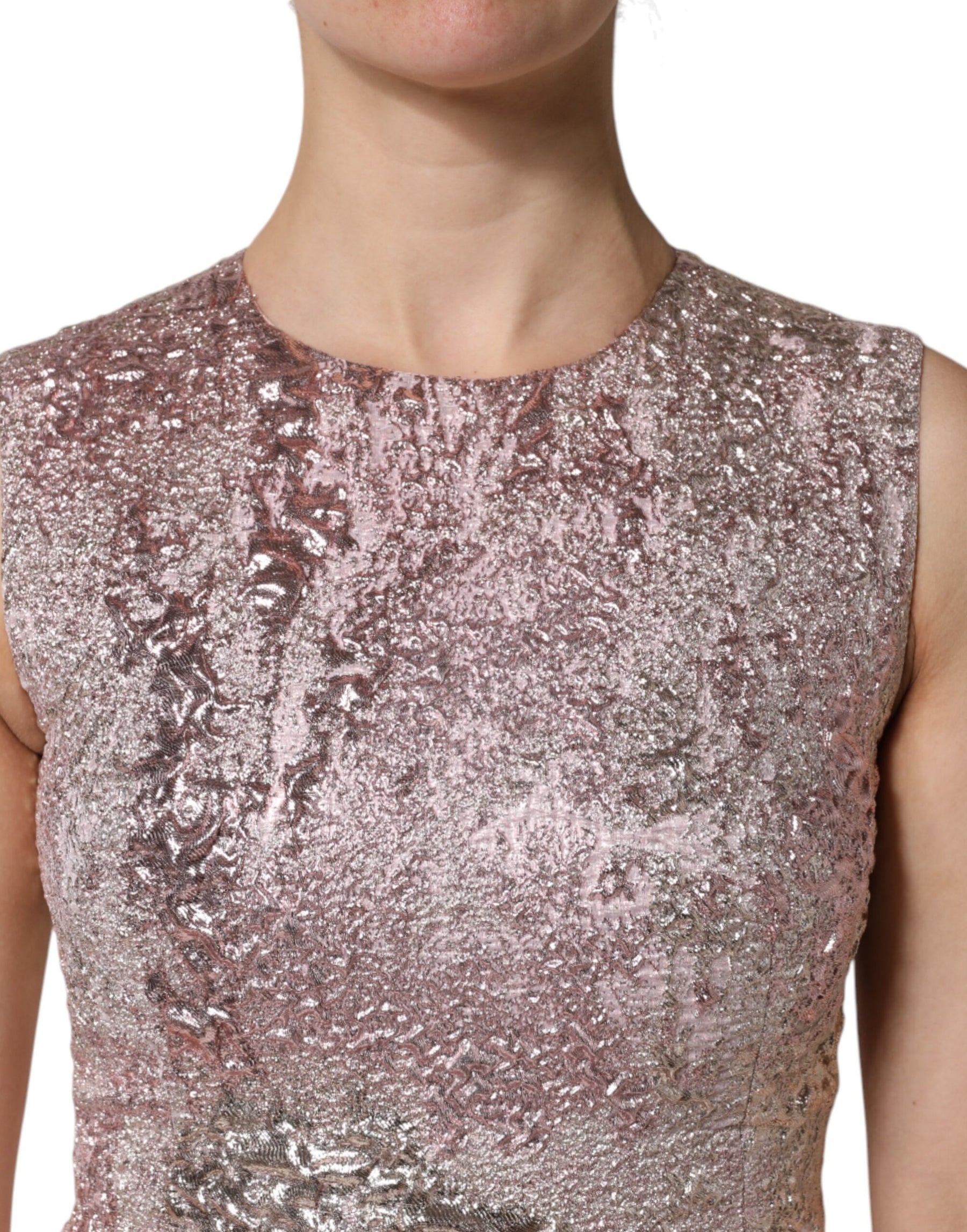 Dolce & Gabbana Pink Jacquard Sleeveless Sheath Mini Dress | Regal Royce