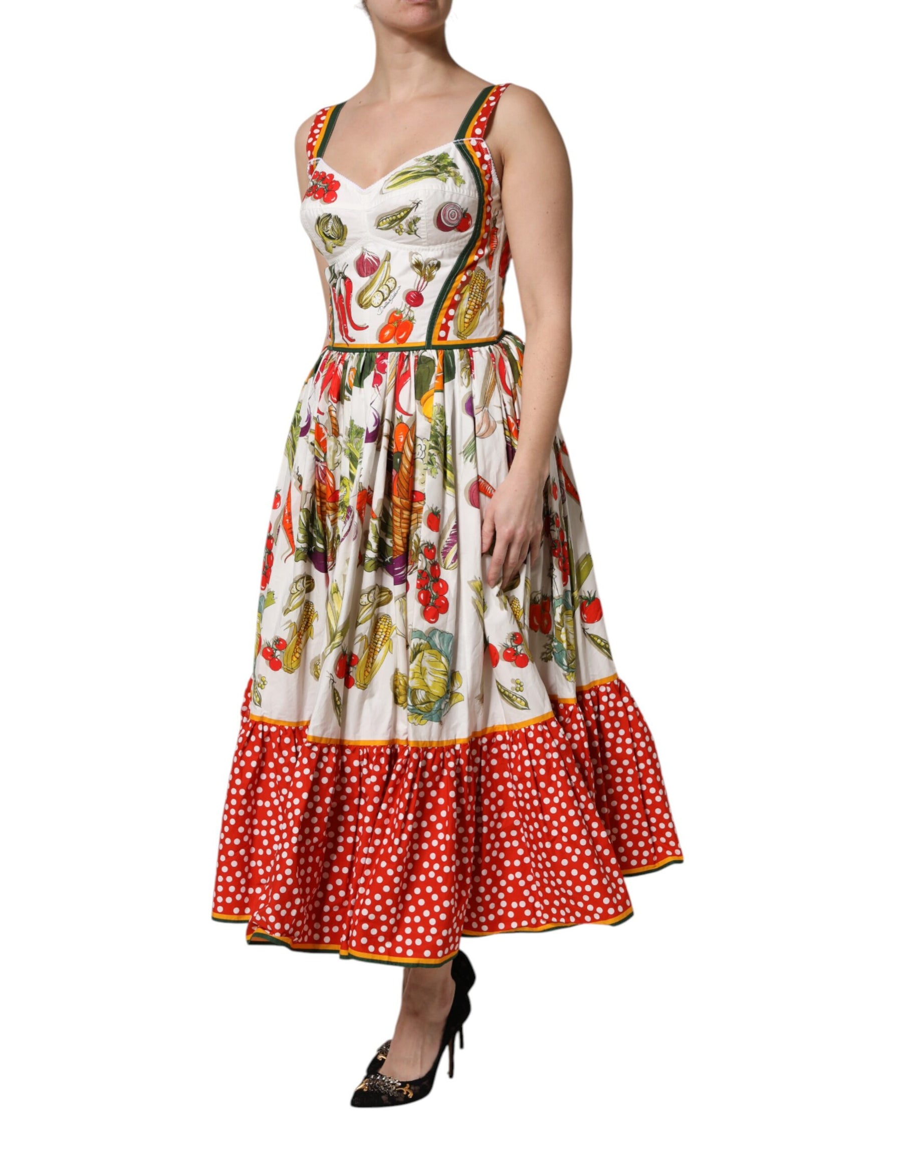 Dolce & Gabbana White Vegetables Sleeveless A-line Dress | Regal Royce