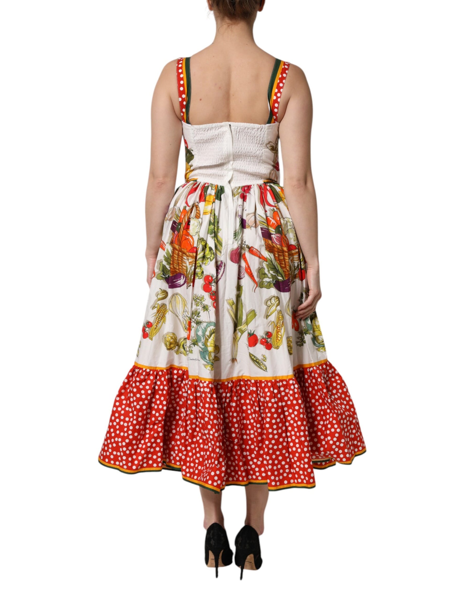 Dolce & Gabbana White Vegetables Sleeveless A-line Dress | Regal Royce